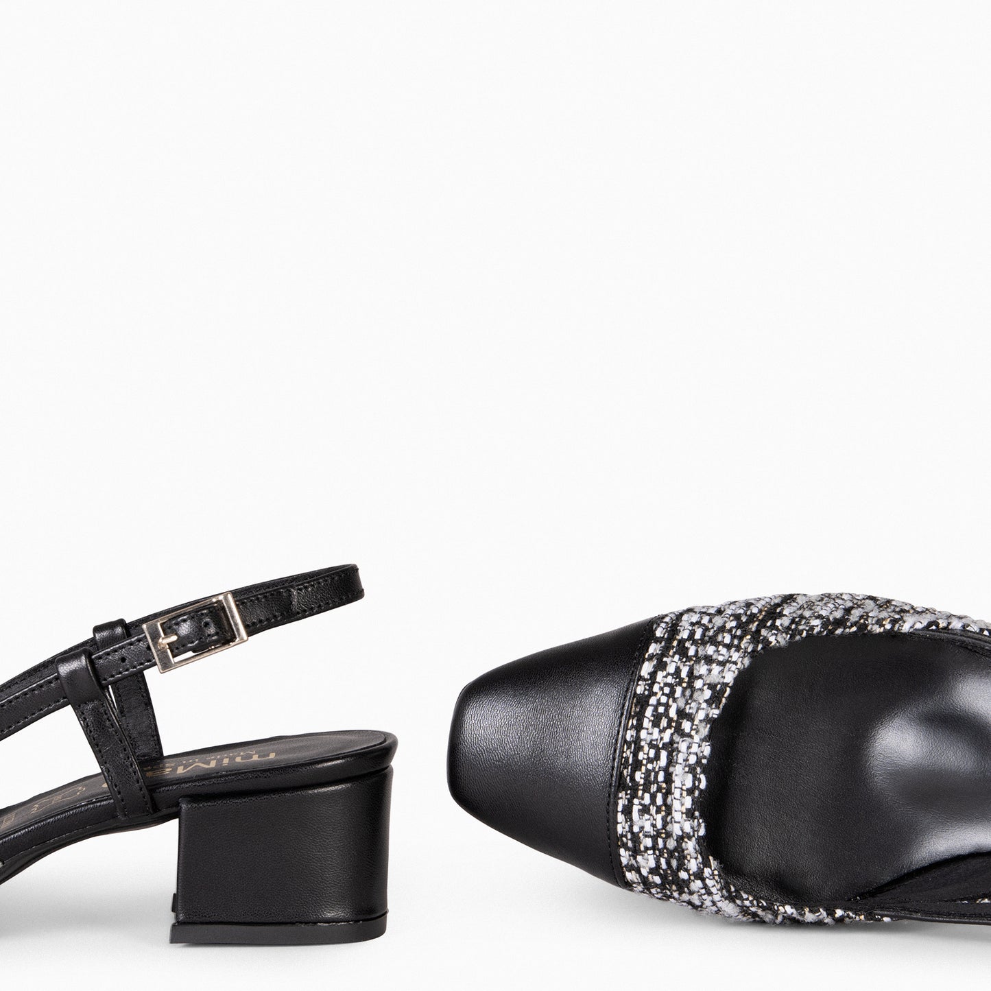 AUDREY - Manoletinas destalonadas Bicolor con tacón  TWEED NEGRO