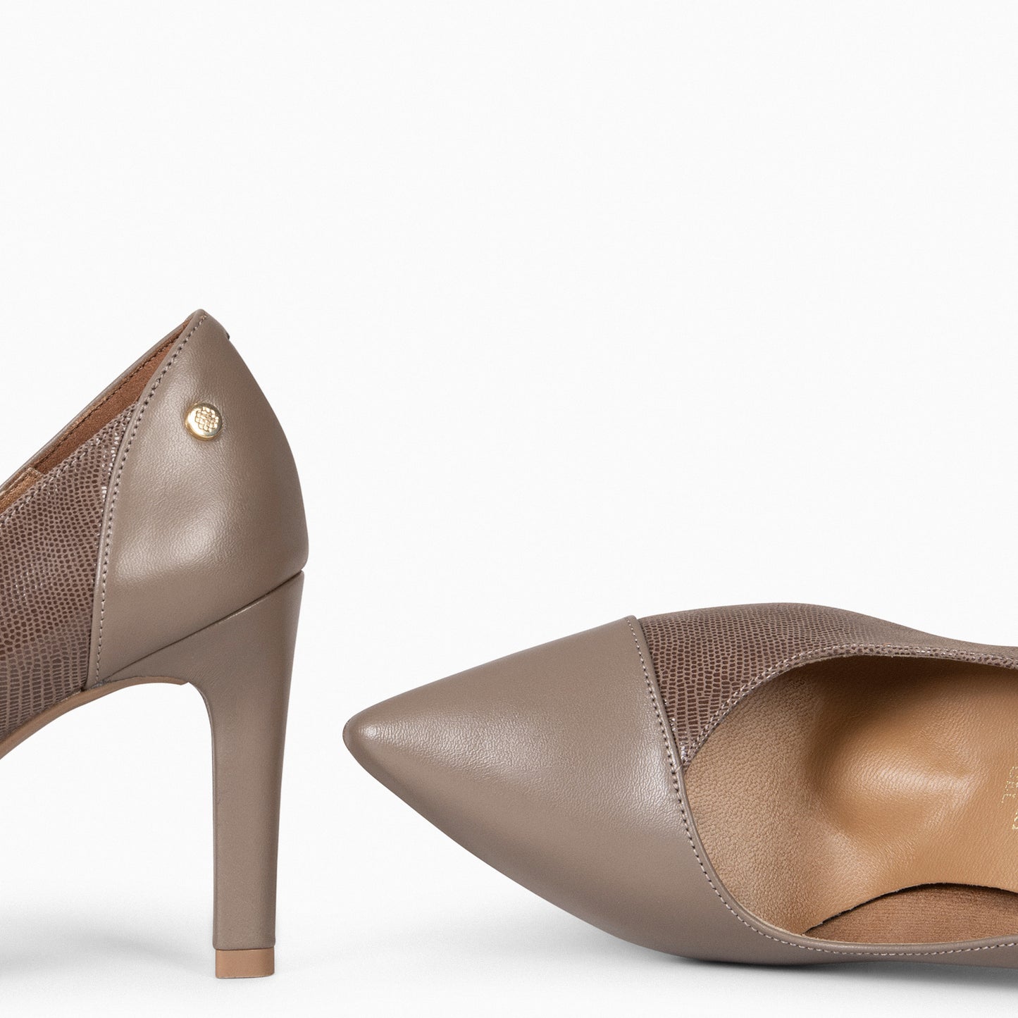 GLAM NIGHT– ZAPATOS ELEGANTES DE TACÓN ALTO TAUPE