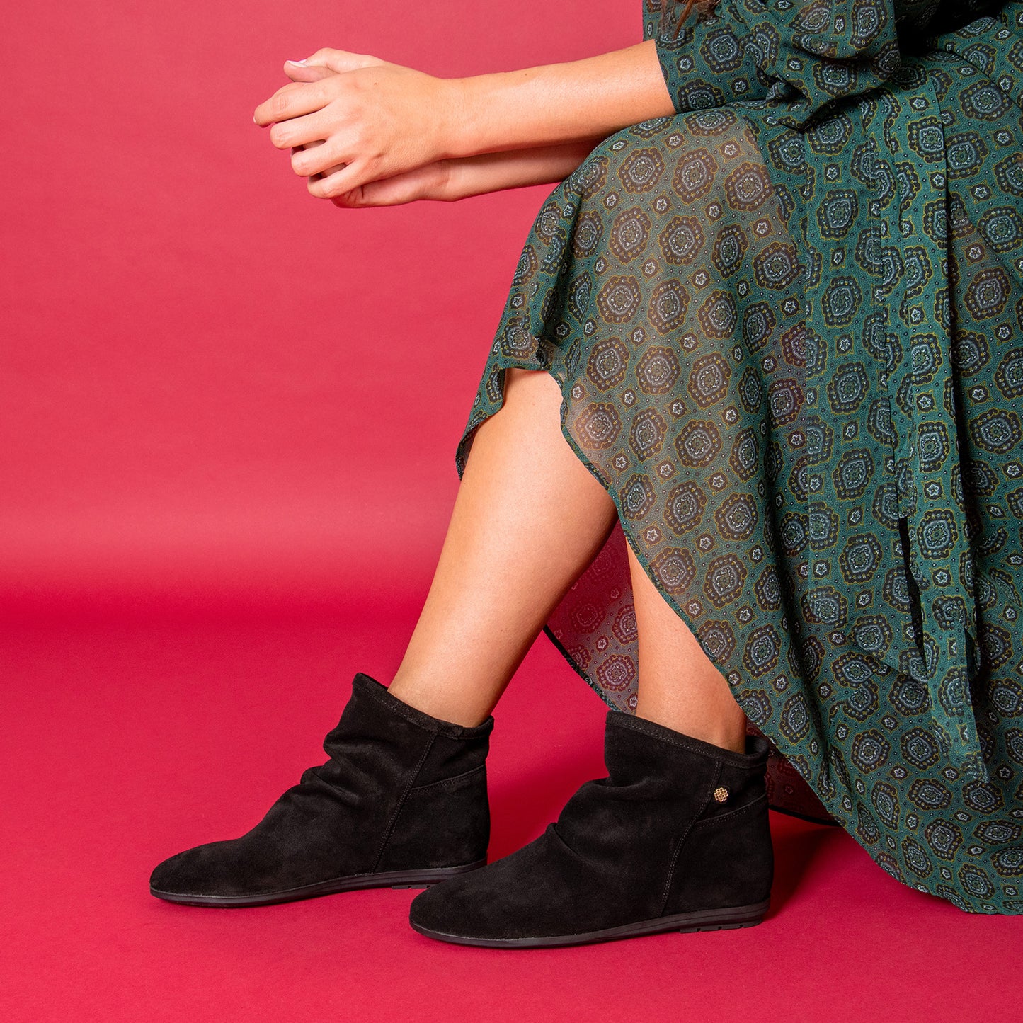 CHESS - Botines de ante con caña fruncida  NEGRO