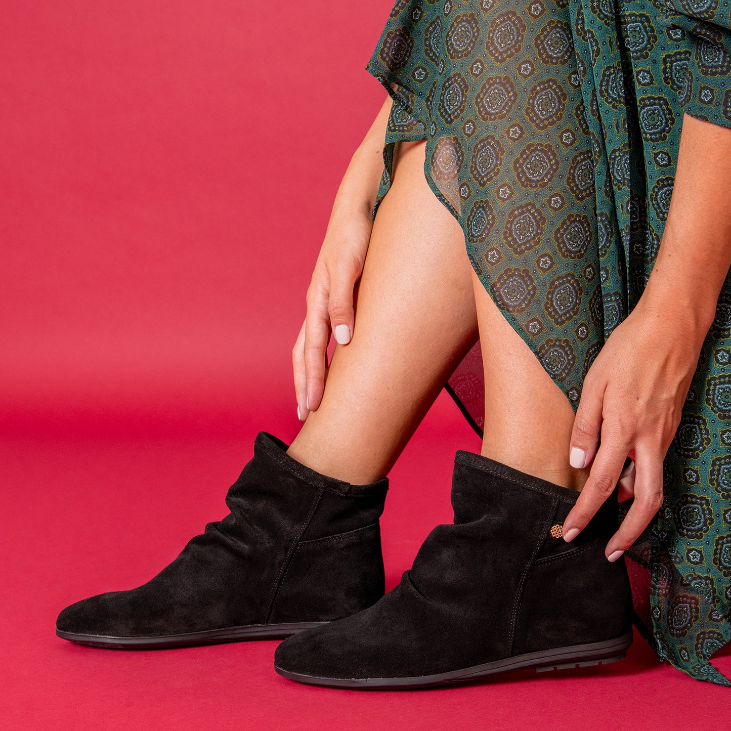 CHESS - Botines de ante con caña fruncida  BEIGE