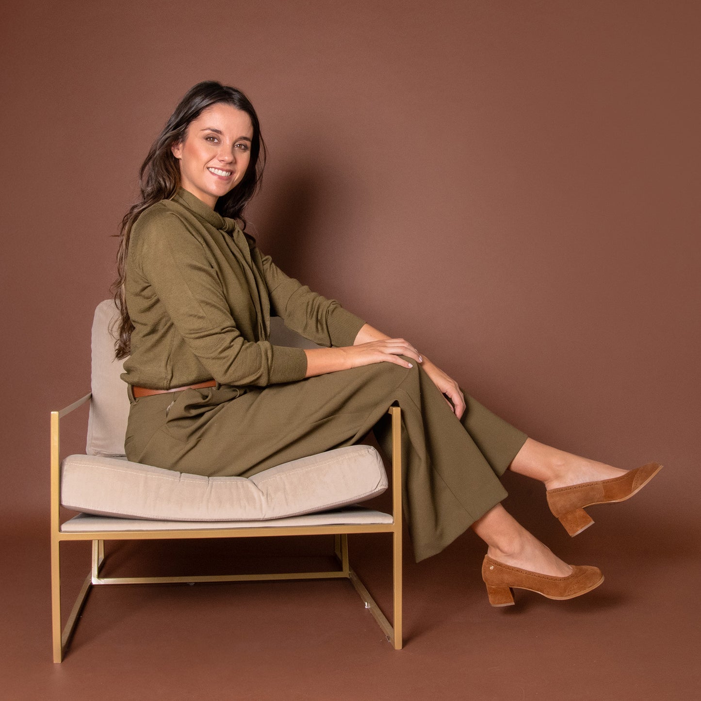 EDEN - Zapatos de tacón ancho baresoft CAMEL