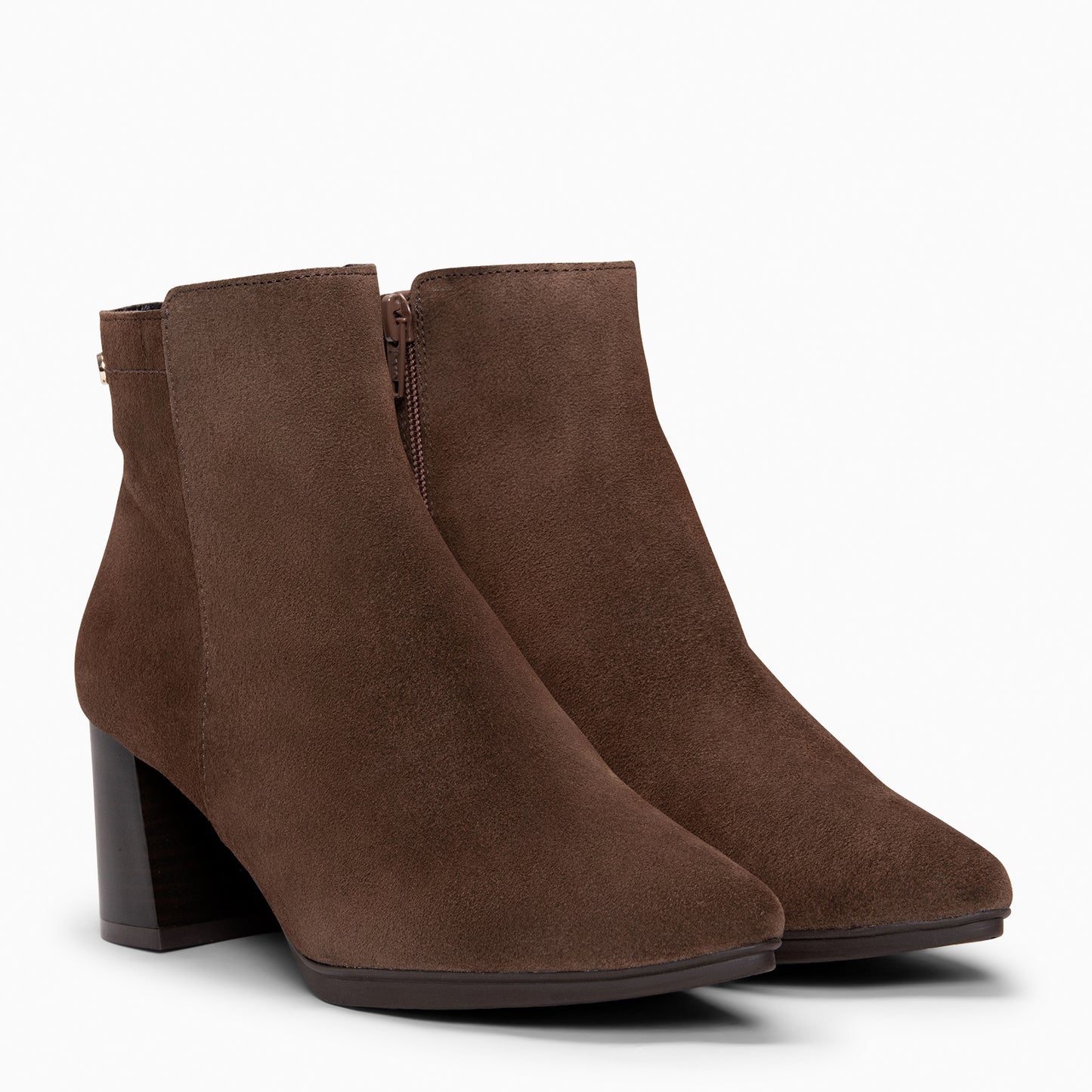 CITY - Botines de tacón ancho y punta fina MARRON