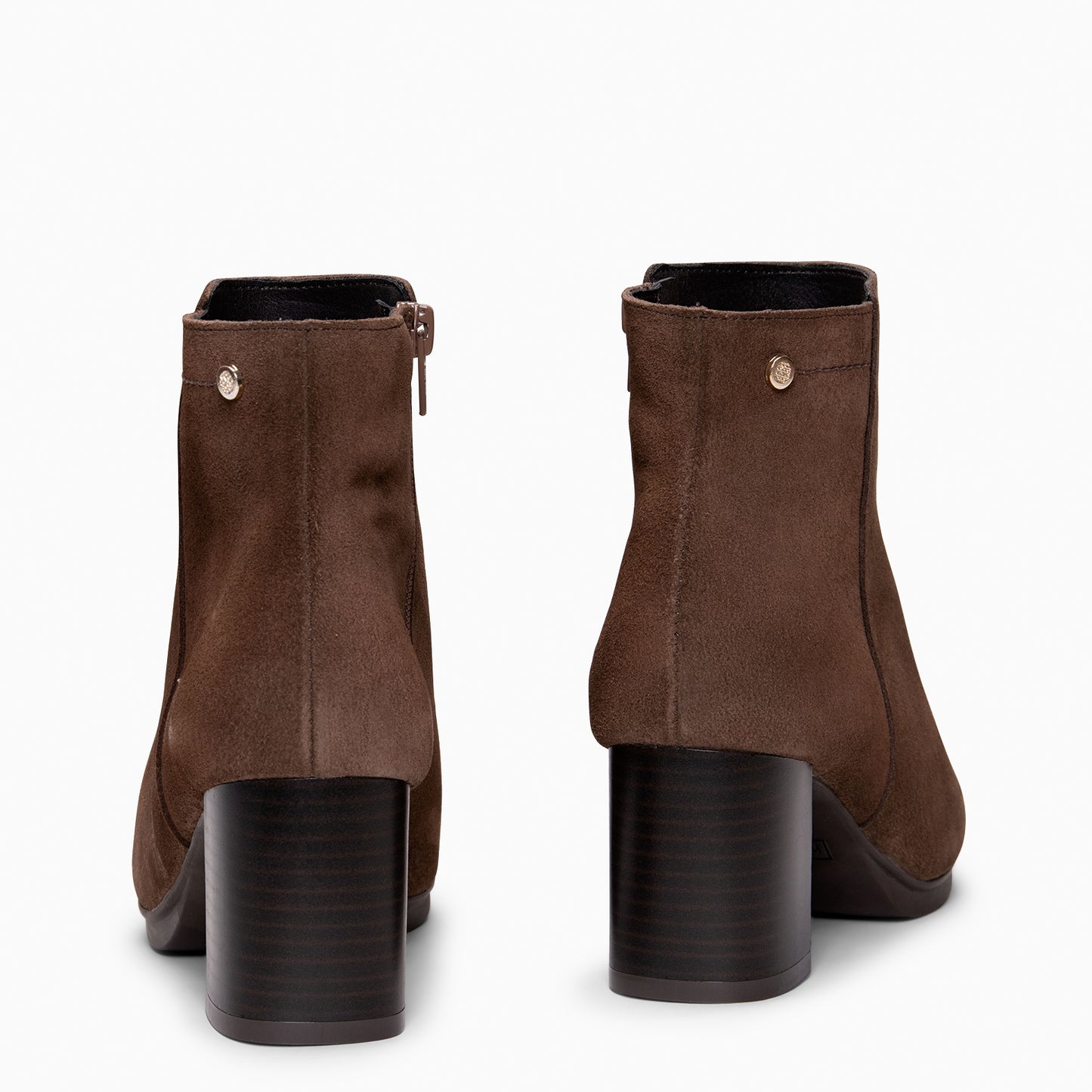 CITY - Botines de tacón ancho y punta fina MARRON