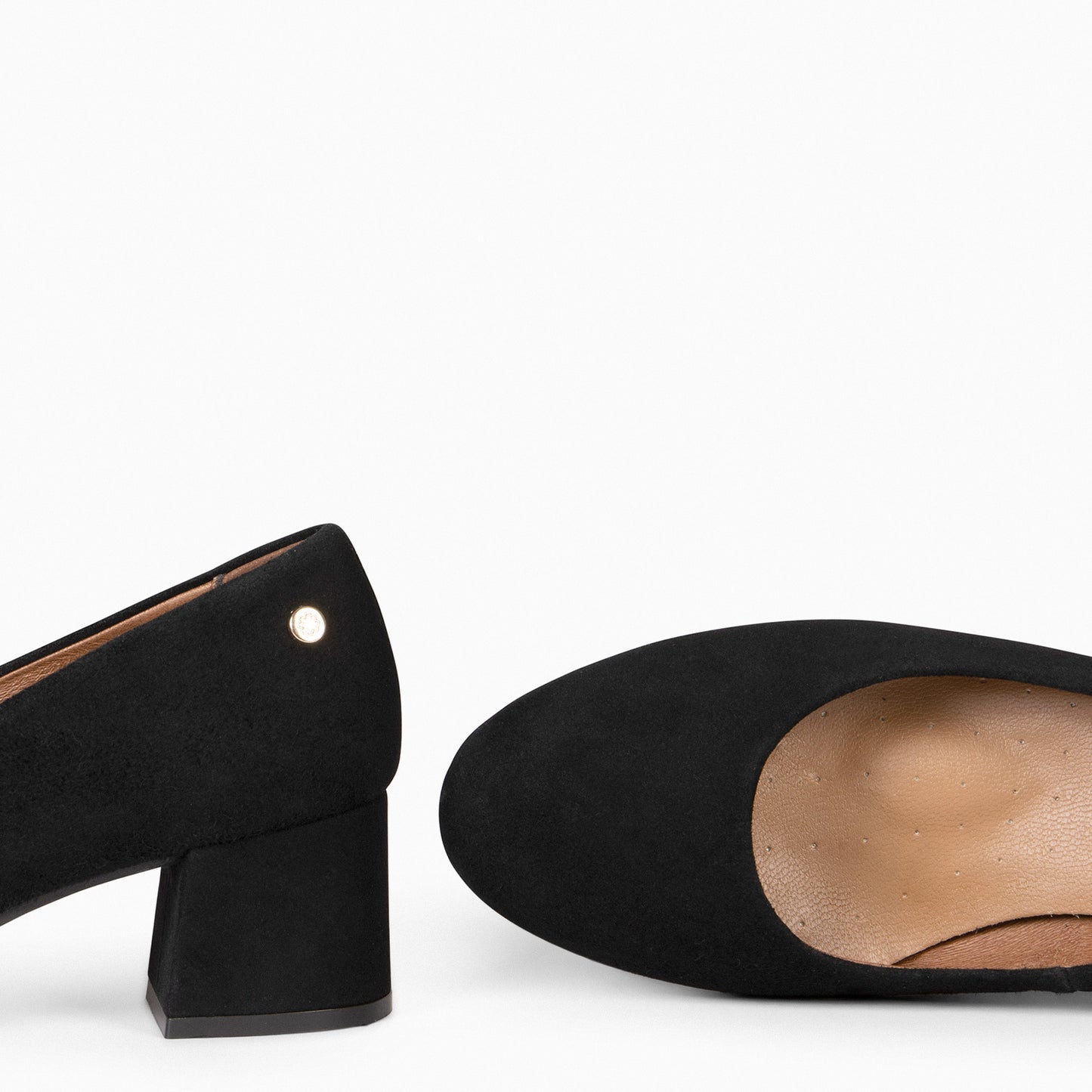 URBAN REDONDO - Zapatos de tacón bajo de ante en NEGRO