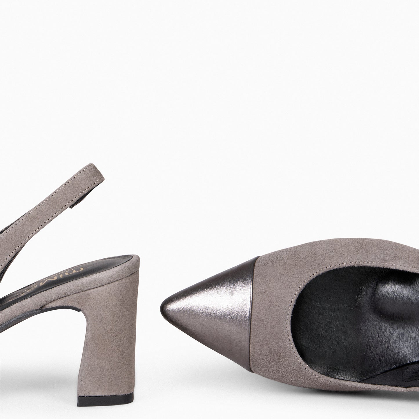 DIANA - Zapato con puntera afilada bicolor GRIS PLATA