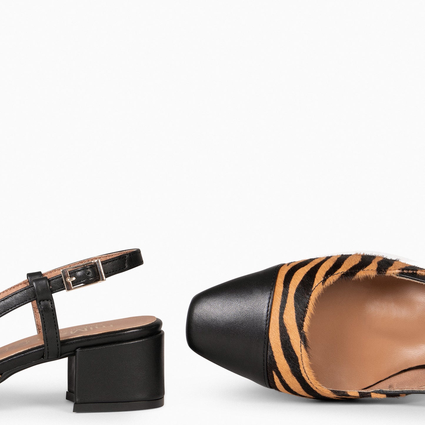 AUDREY - Manoletinas destalonadas Bicolor con tacón  CEBRA NEGRO