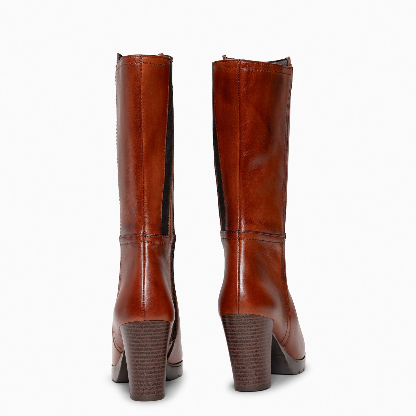 ARIANA XL – Botas de tacón y plataforma altas en piel MARRON