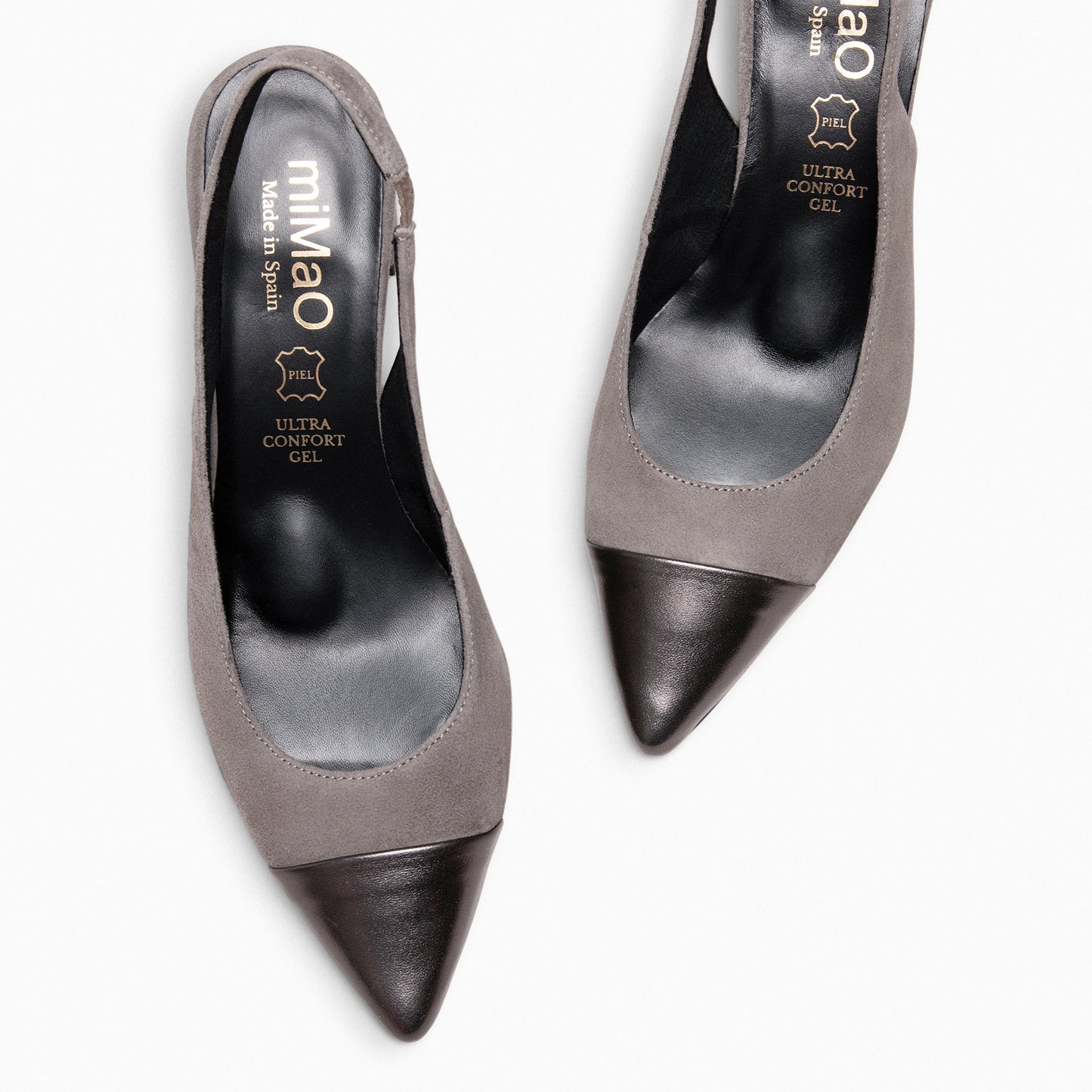 DIANA - Zapato con puntera afilada bicolor GRIS PLATA