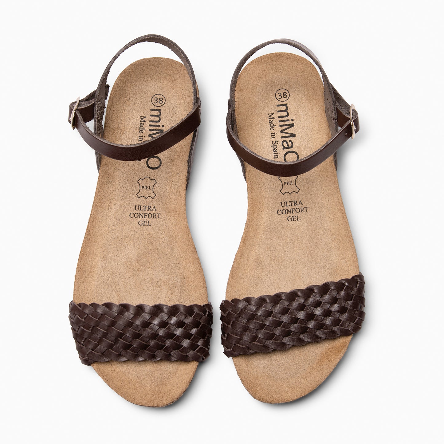 AIRE - Sandalias Planas BIO de tira Trenzada MARRON