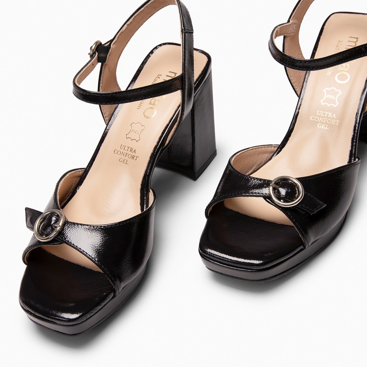 OLIVIA - Sandalias de tacón alto con tira ajustable NEGRO