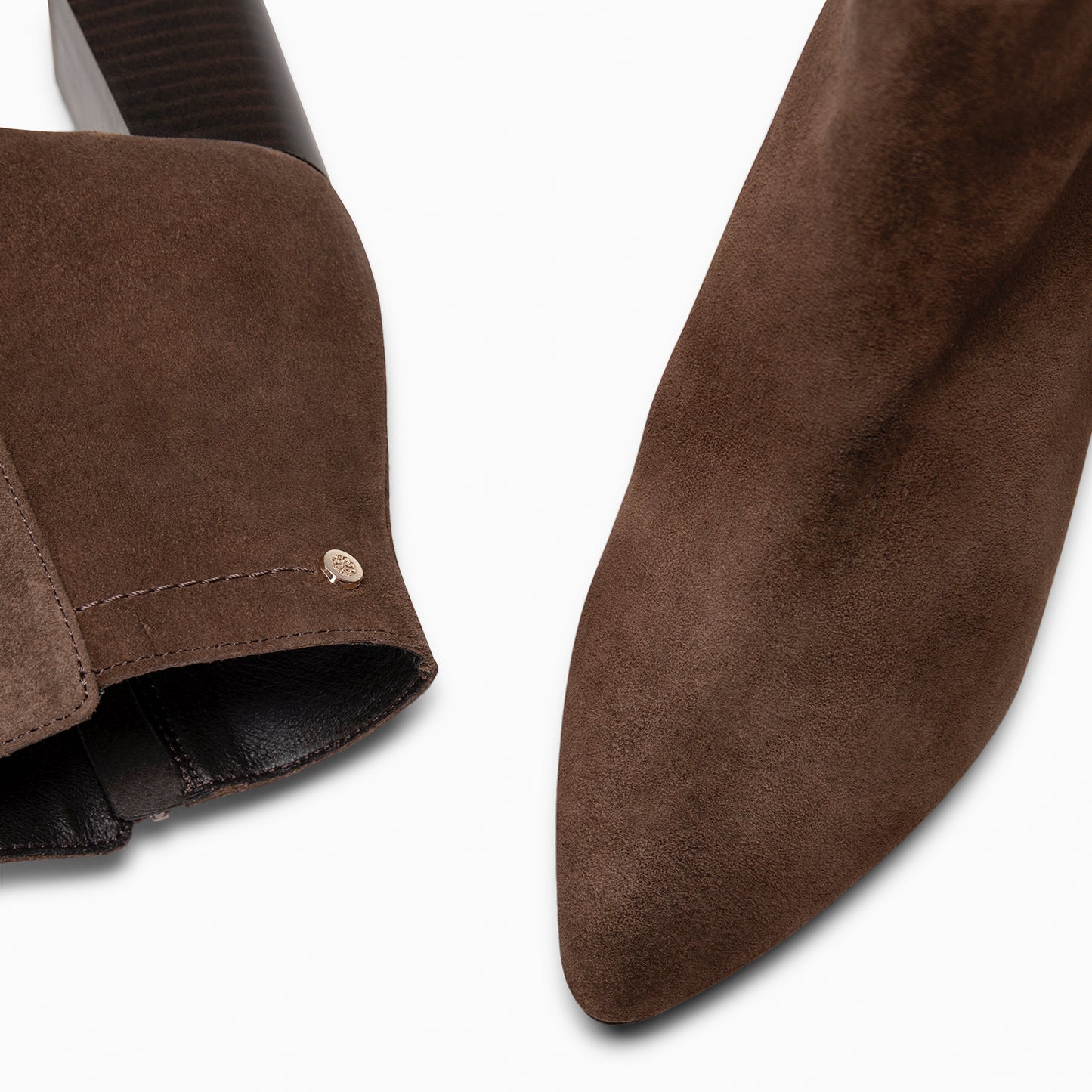 CITY - Botines de tacón ancho y punta fina MARRON