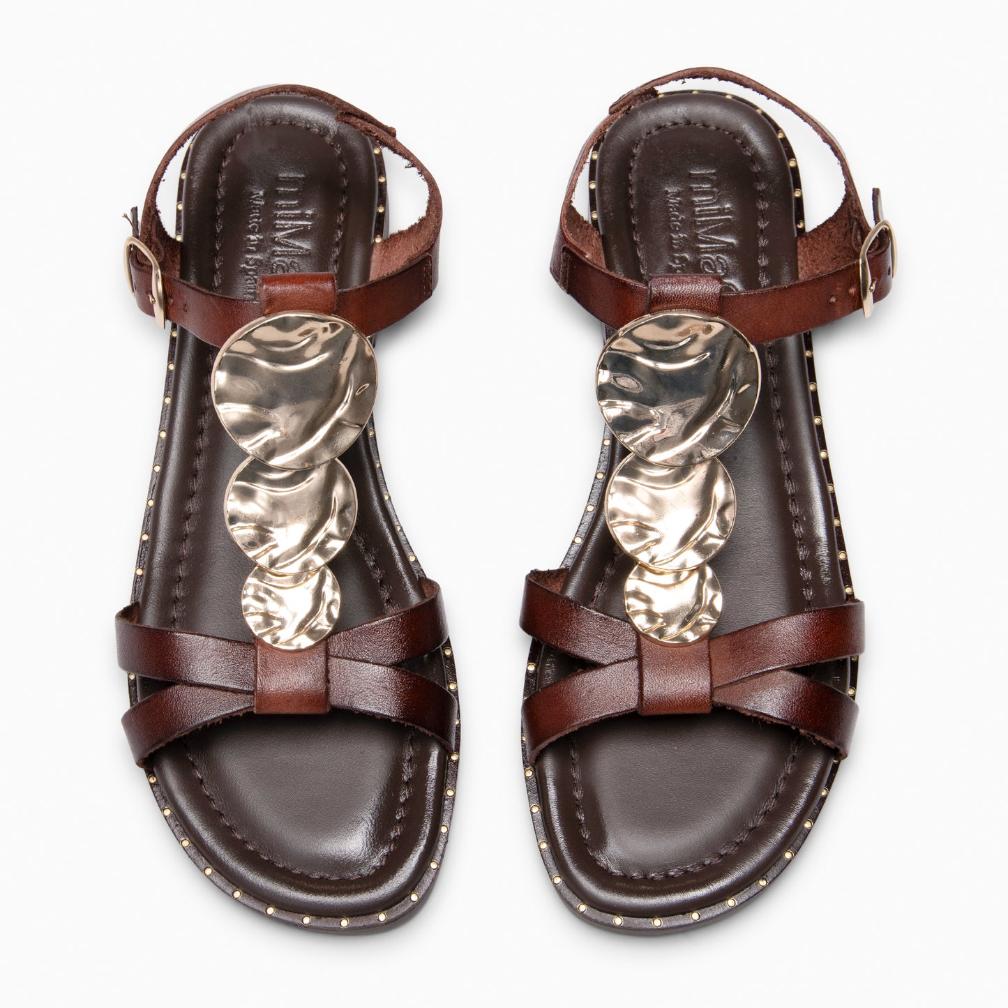 THALIA - Sandalias de piel planas MARRON