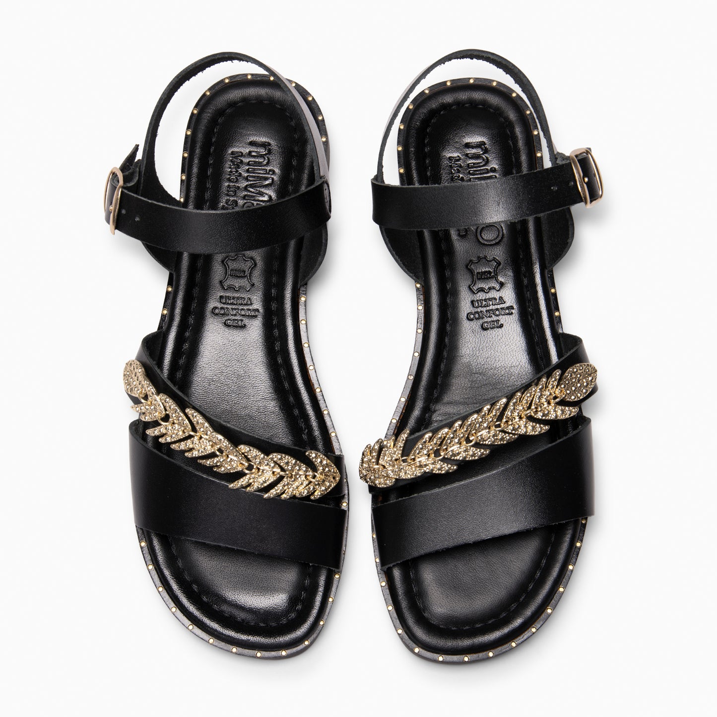 THEMIS - Sandalias planas de cuero  NEGRO