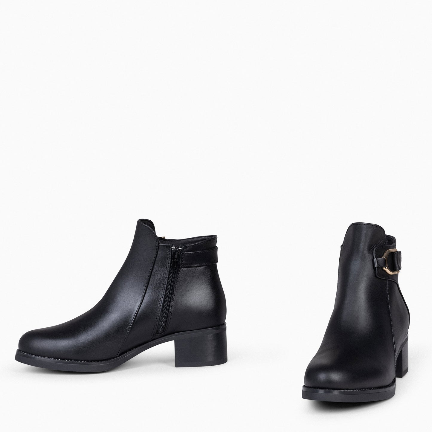 CARDIFF - Botins de couro para mulher PRETO