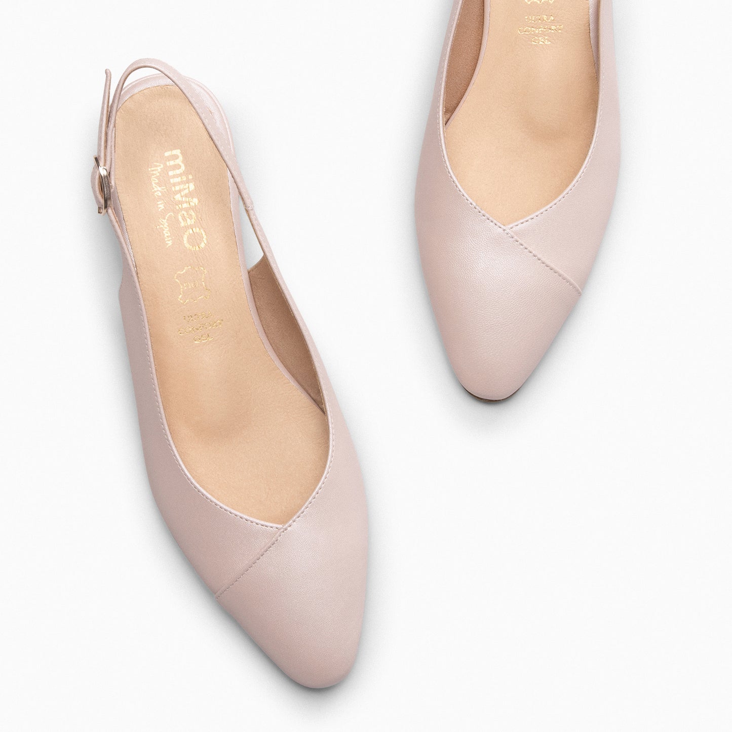 MARTINA - Zapatos Destalonados con puntera cruzada NUDE NACARADO