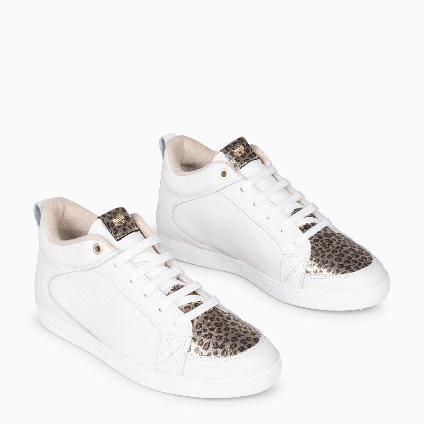 FRENCHY - Sneakers cuña interior mujer BLANCO y LEOPARDO