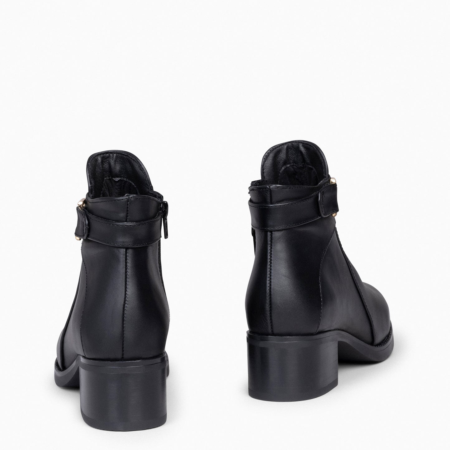 CARDIFF - Botins de couro para mulher PRETO