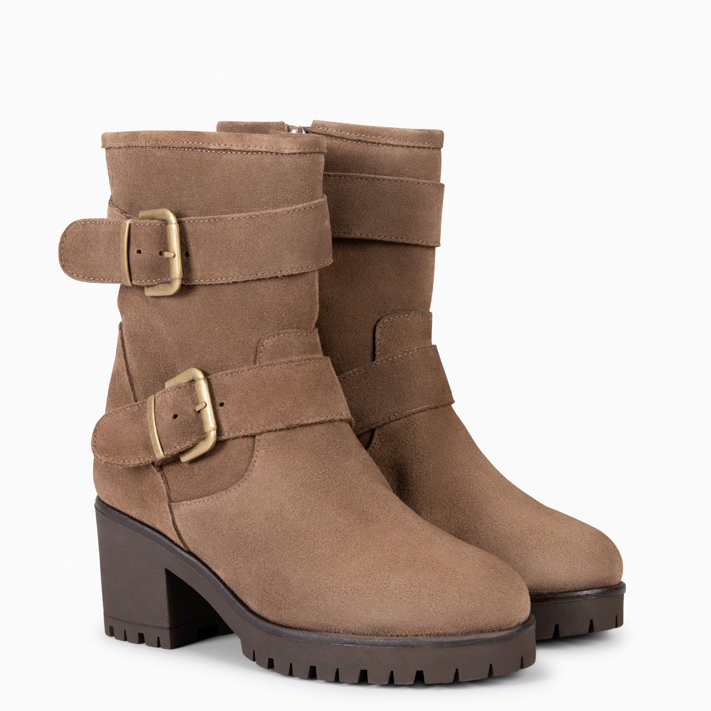 JANET – Botas biker de mujer TAUPE