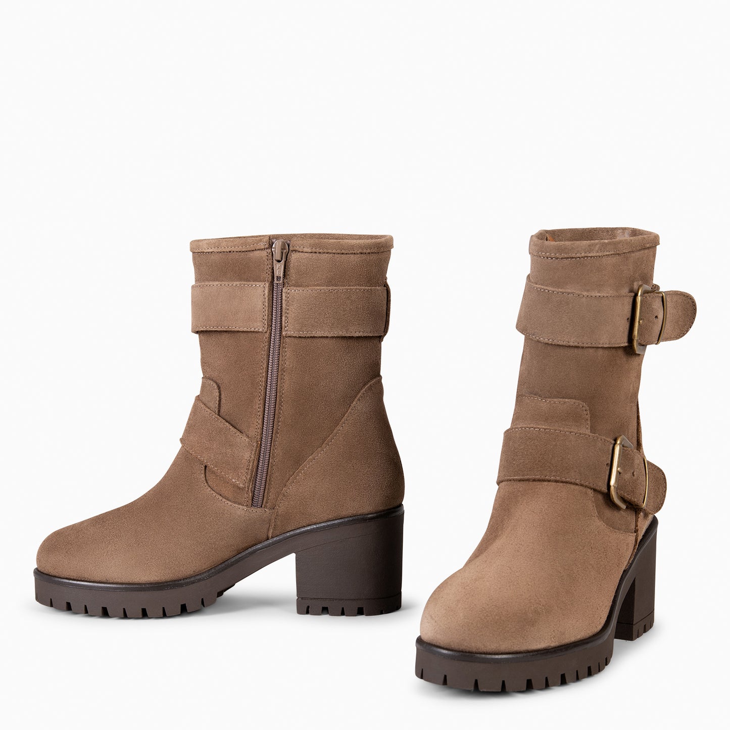 JANET – Botas biker de mujer TAUPE