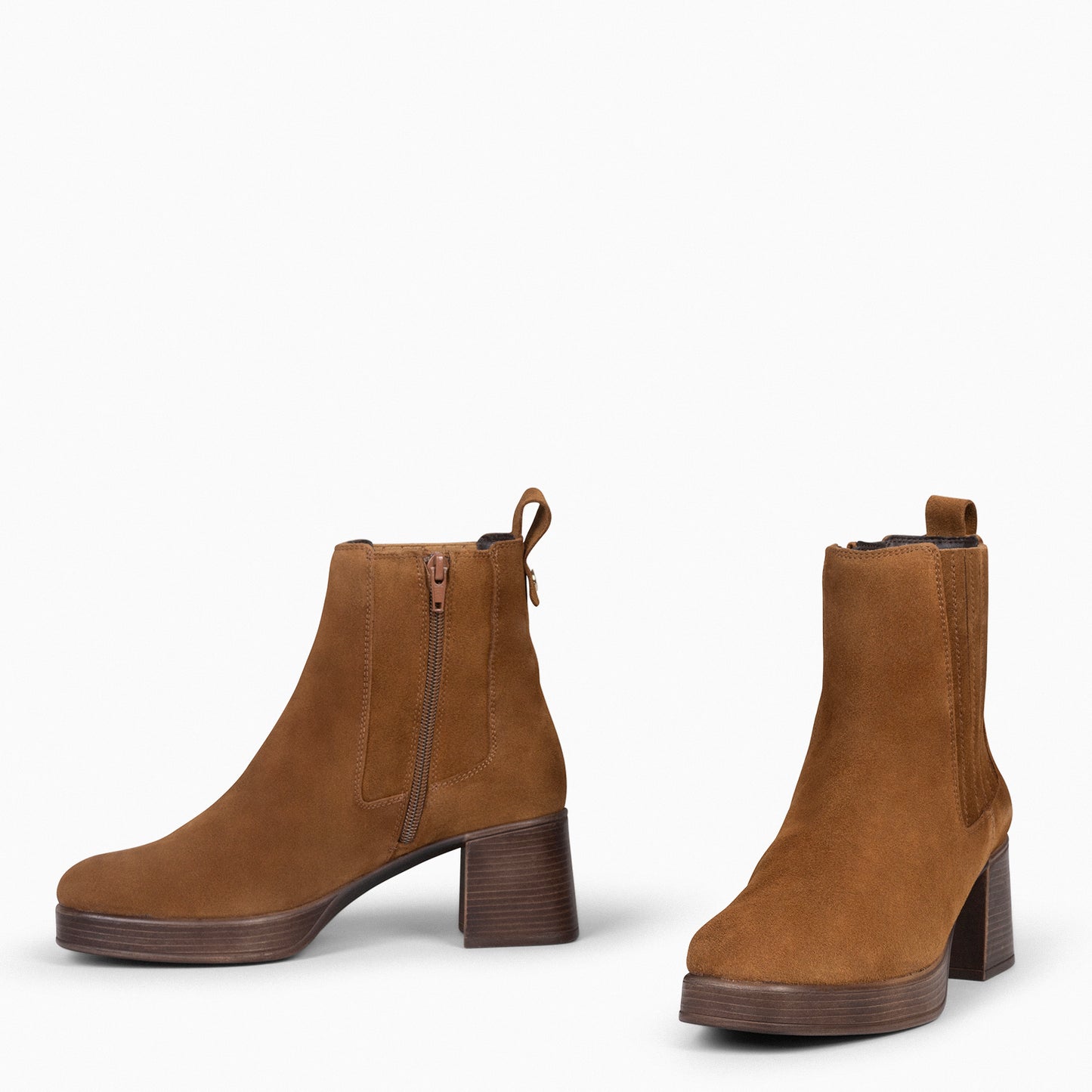 DAYTON - Bottines zippées pour femme CAMEL