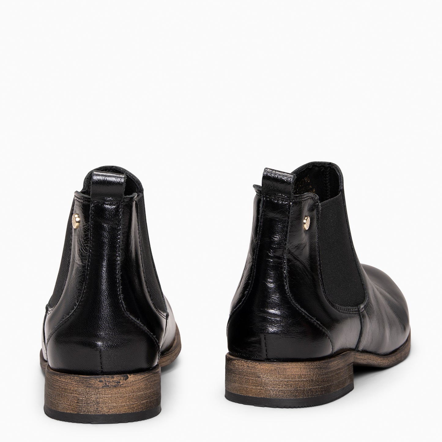CLAIRE - Botín de serraje estilo Chelsea NEGRO CHAROL