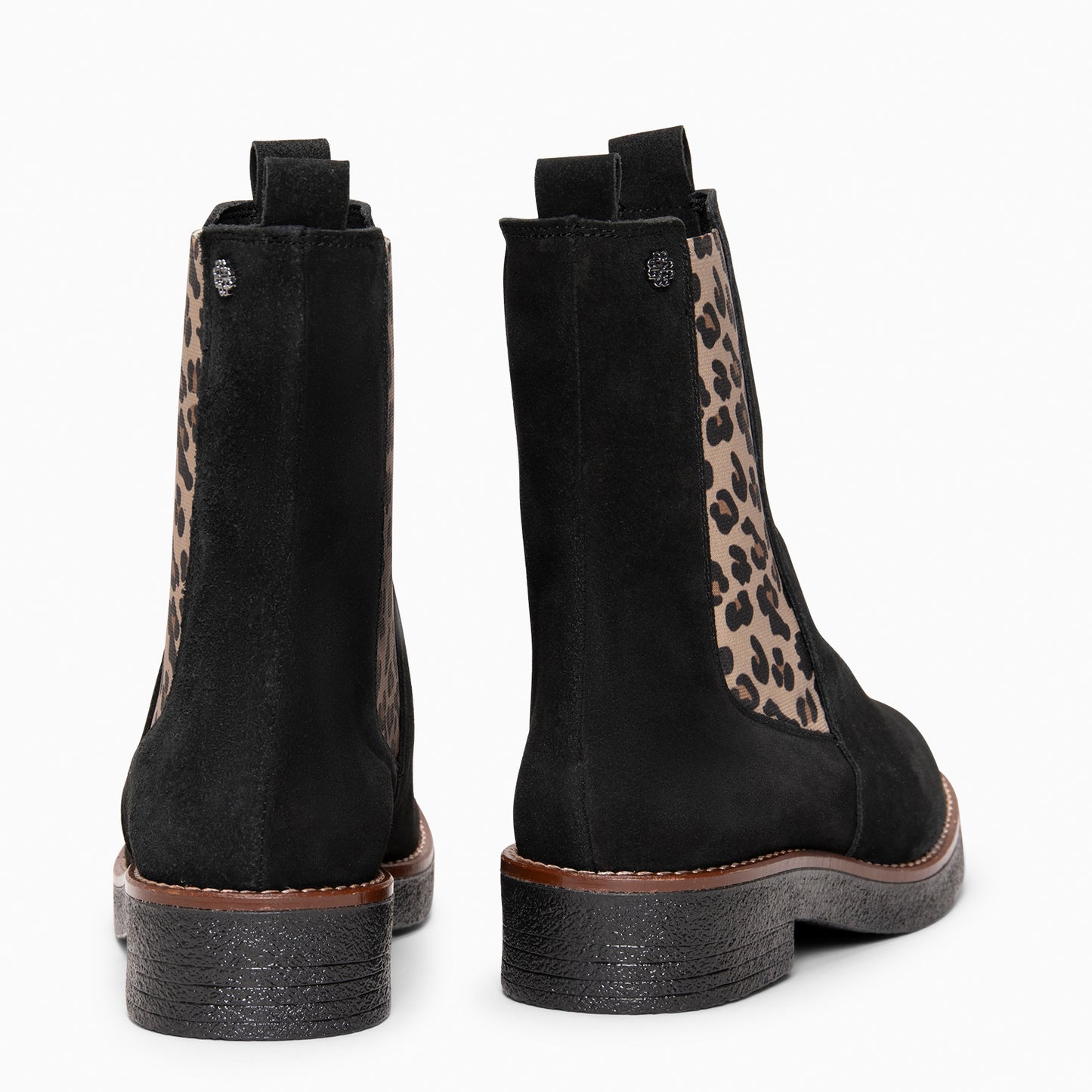 PORTLAND – Botines Chelsea de piel NEGRO LEOPARDO