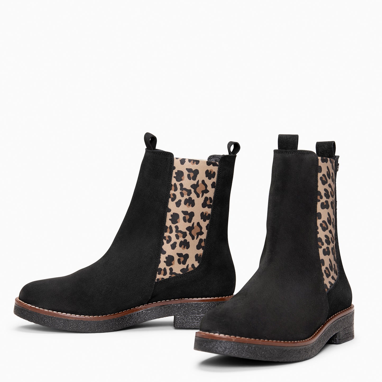 PORTLAND – Botines Chelsea de piel NEGRO LEOPARDO