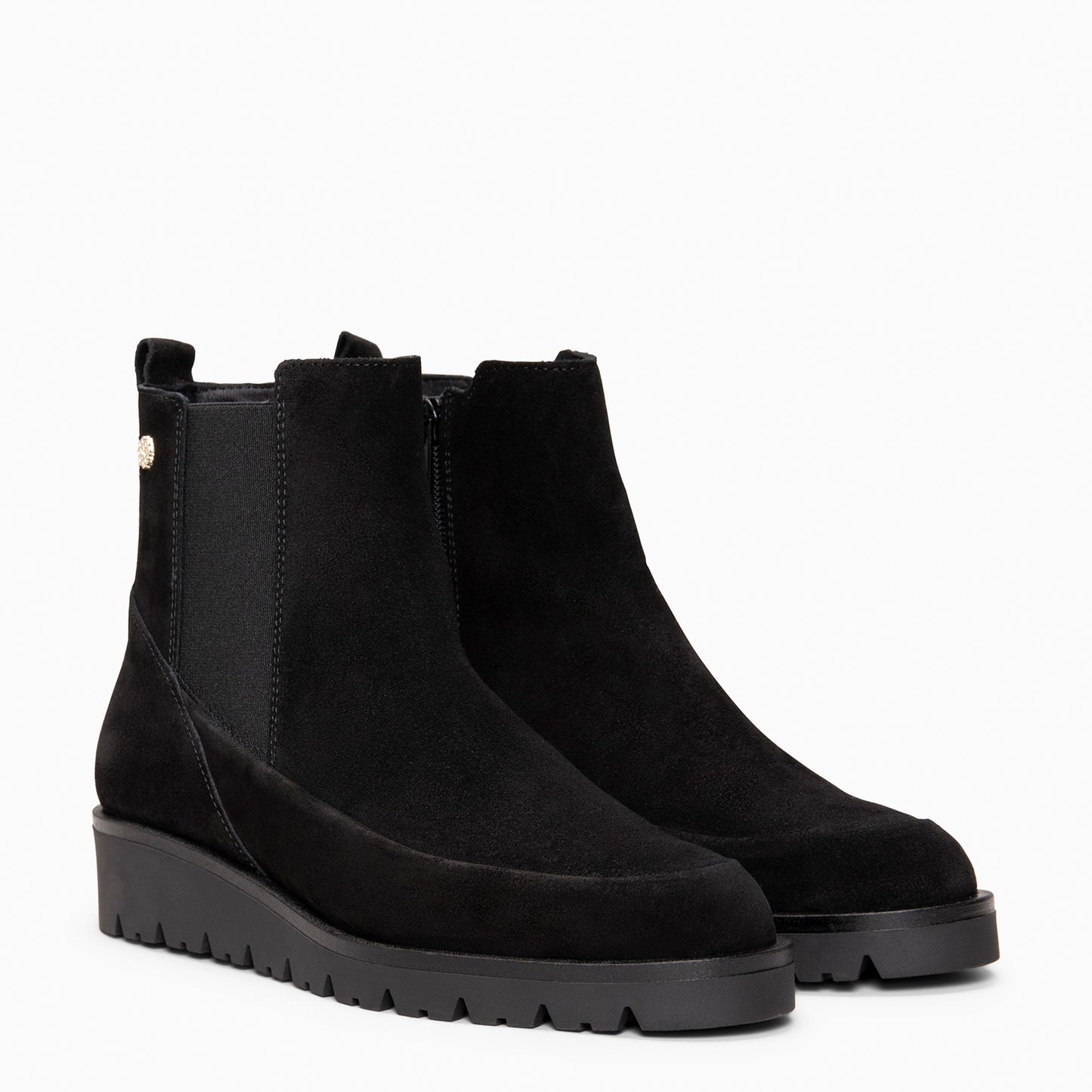 BRISTOL - Botines de ante con cuña NEGRO