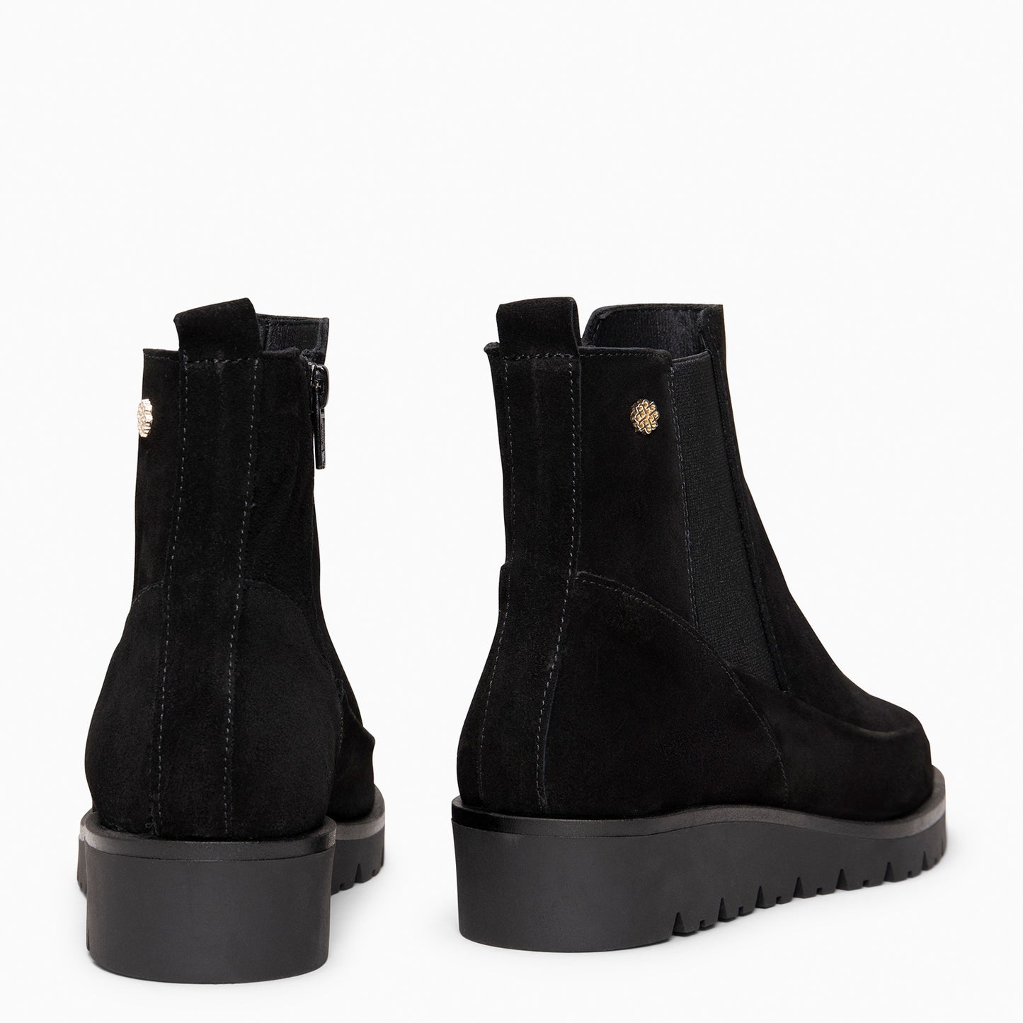 BRISTOL - Botines de ante con cuña NEGRO