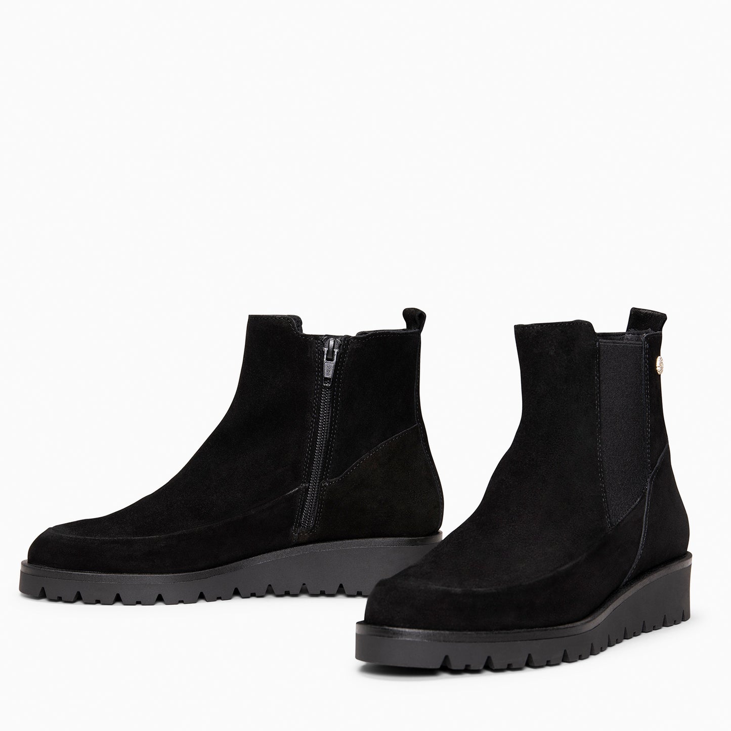 BRISTOL - Botines de ante con cuña NEGRO