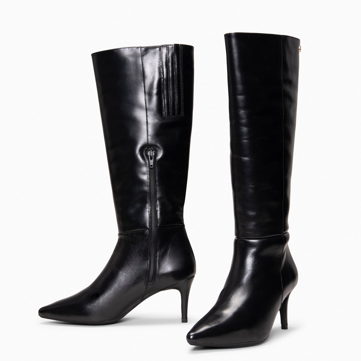 MANHATTAN – Botas de piel con tacón fino NEGRO