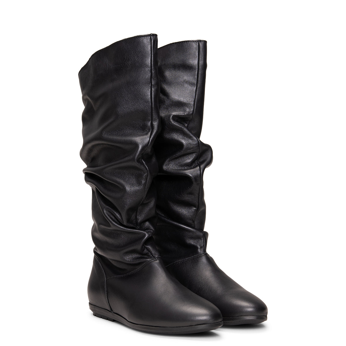 FIONA - Botas arrugadas de NAPA NEGRO