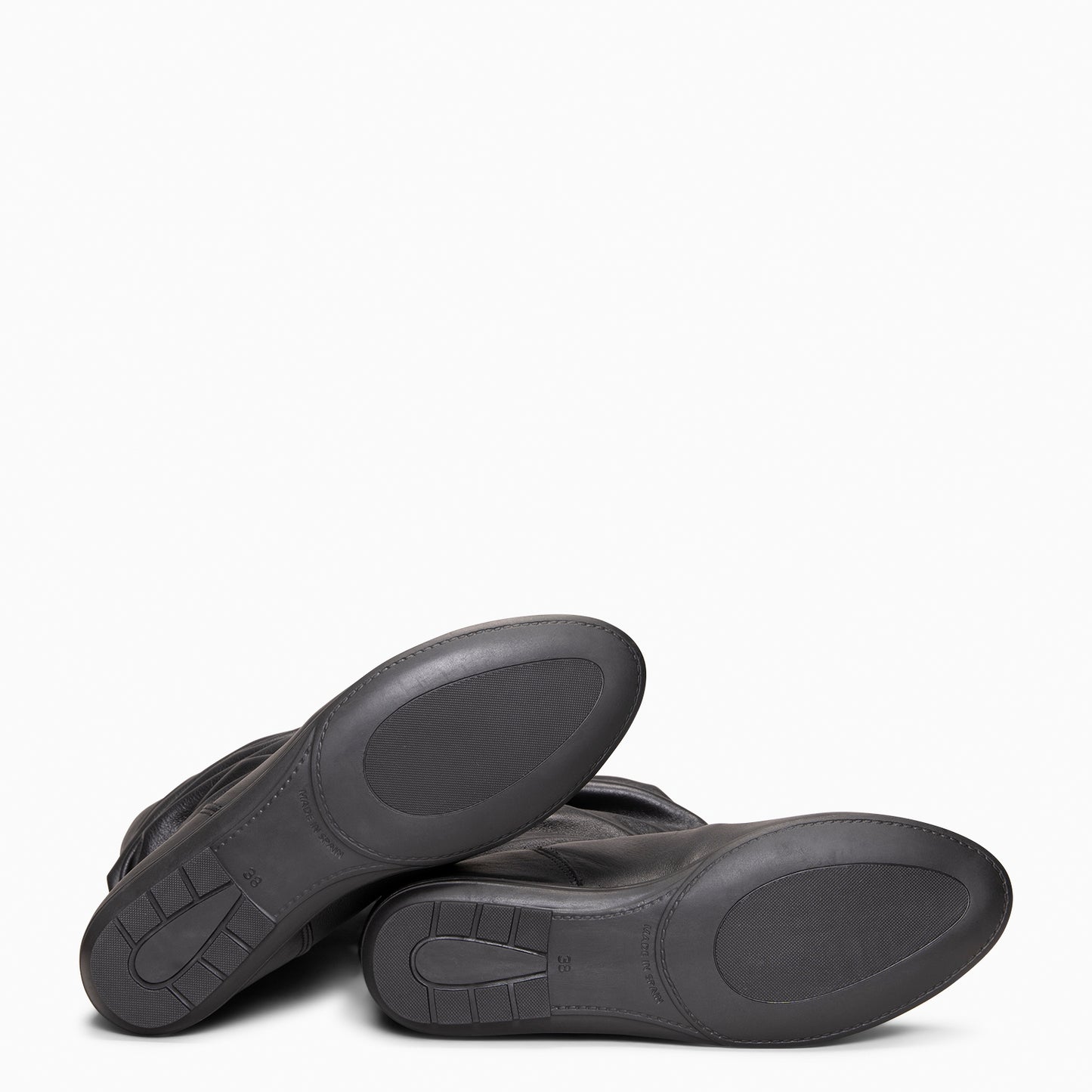 FIONA - Botas arrugadas de piel NEGRO