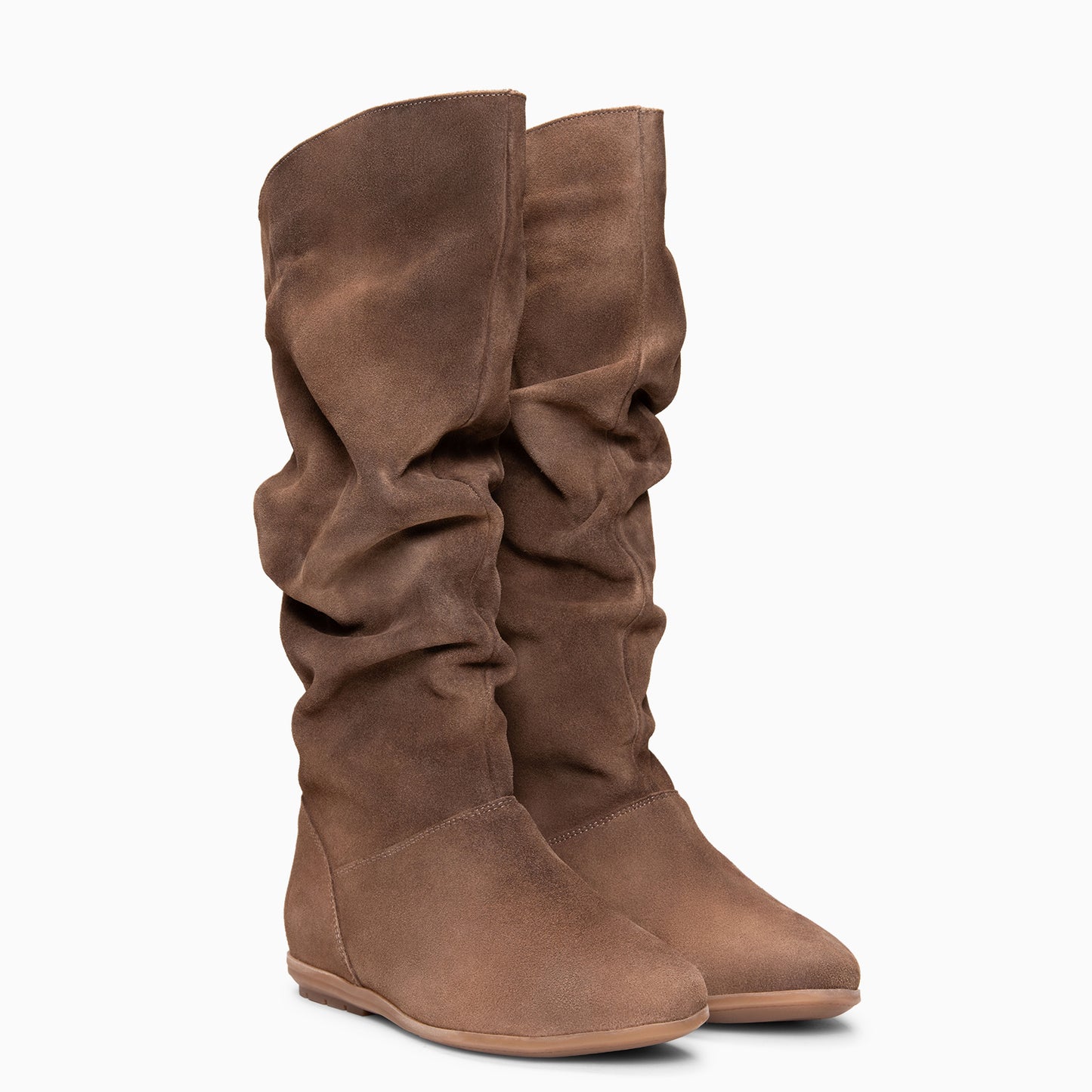 FIONA - Botas arrugadas de ante TAUPE