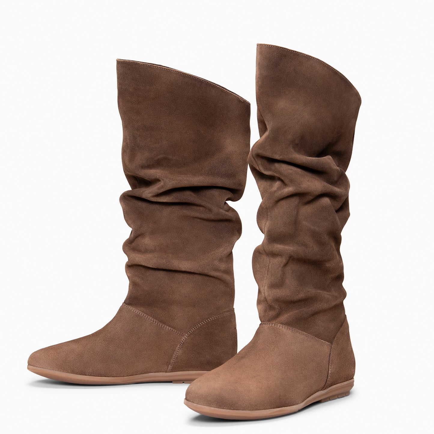 FIONA - Botas arrugadas de ante TAUPE