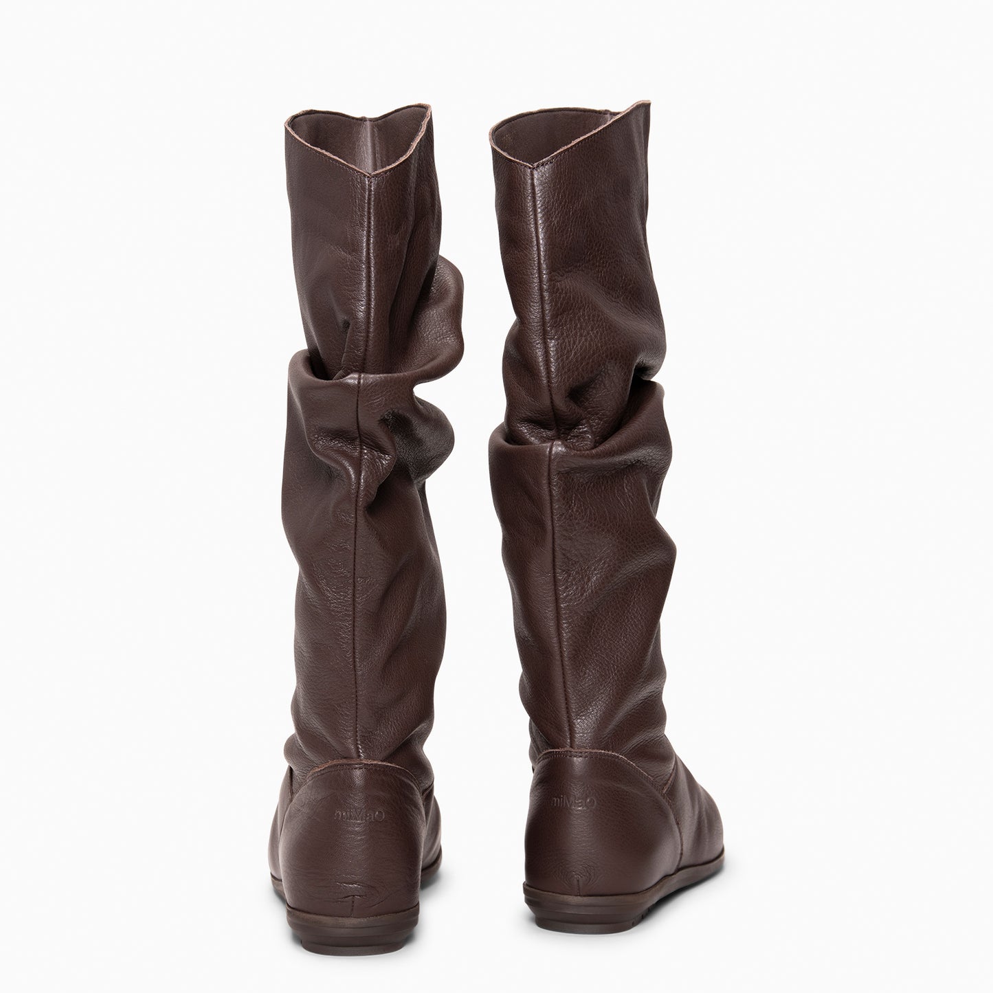 FIONA - Botas arrugadas de piel MARRON