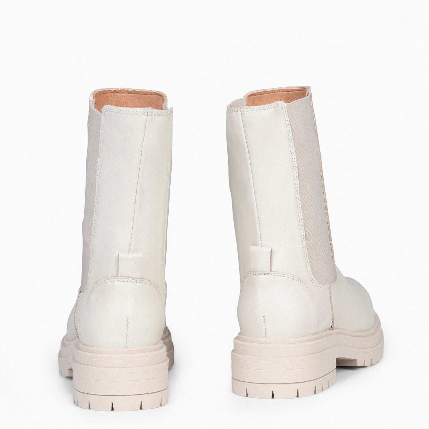 STANFORD - Botas Chelsea com plataforma CREME