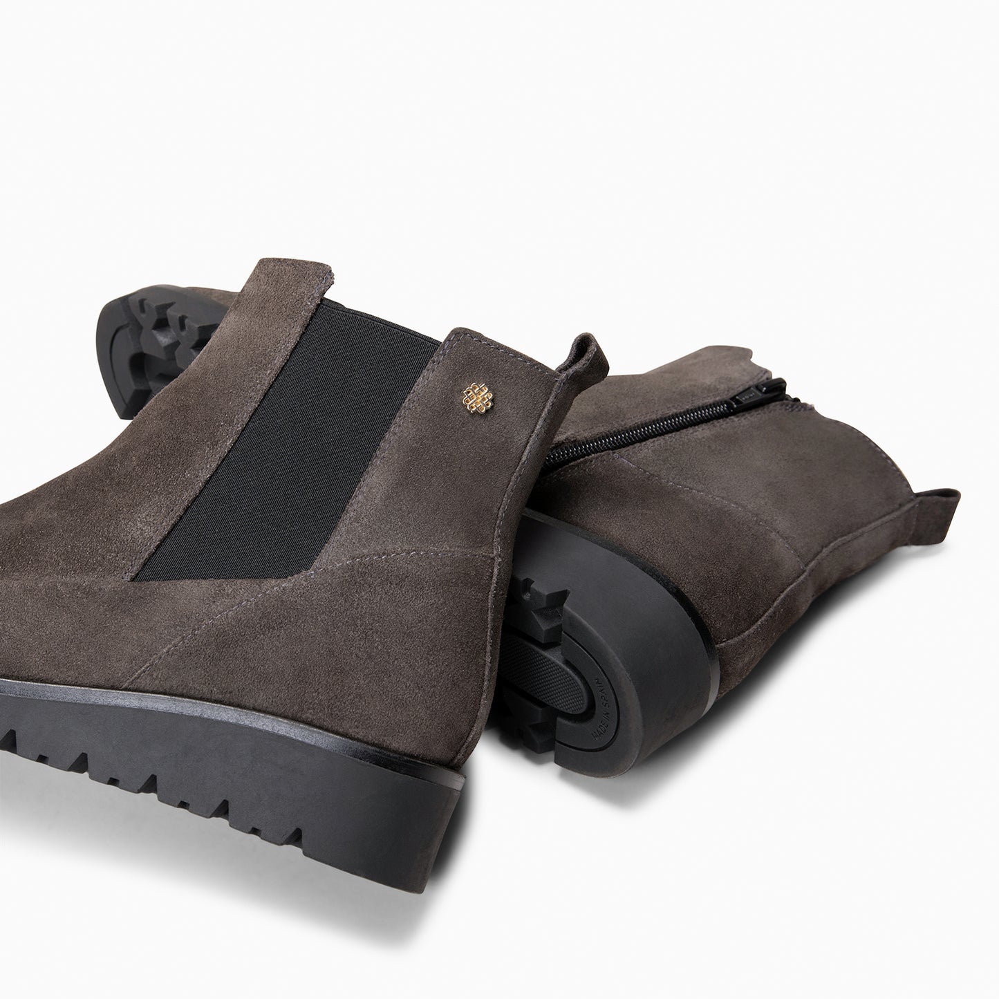 BRISTOL - Botines de ante con cuña GRIS