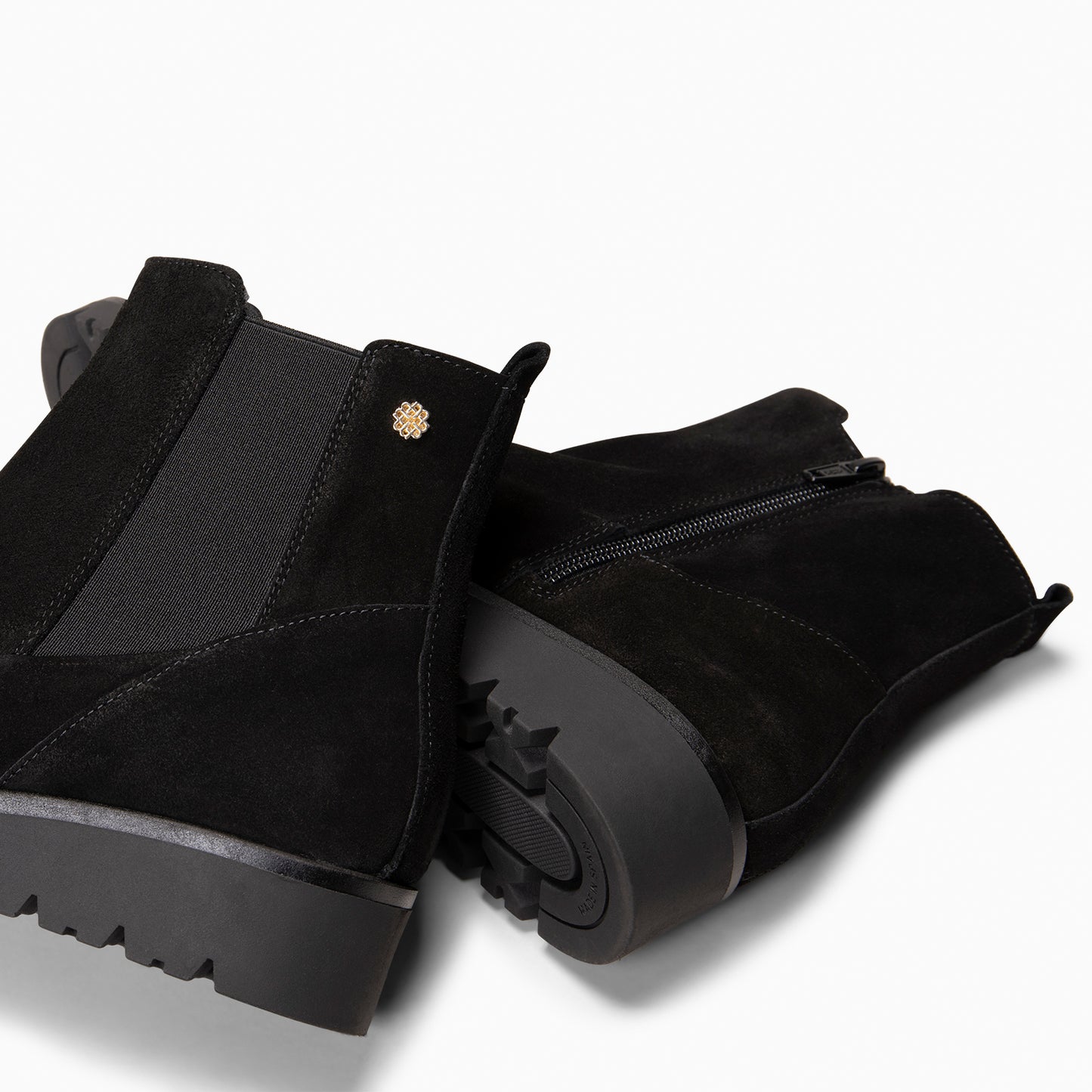 BRISTOL - Botines de ante con cuña NEGRO