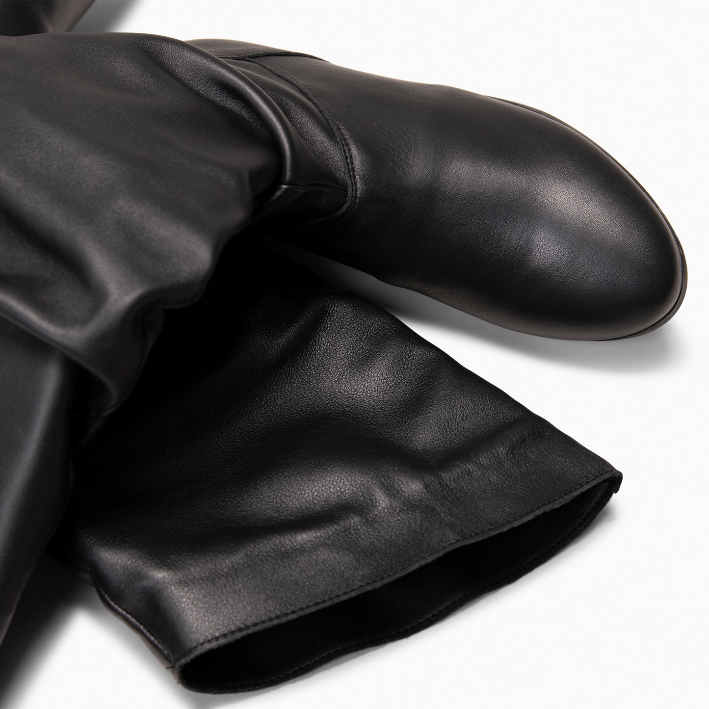 FIONA - Botas arrugadas de piel NEGRO