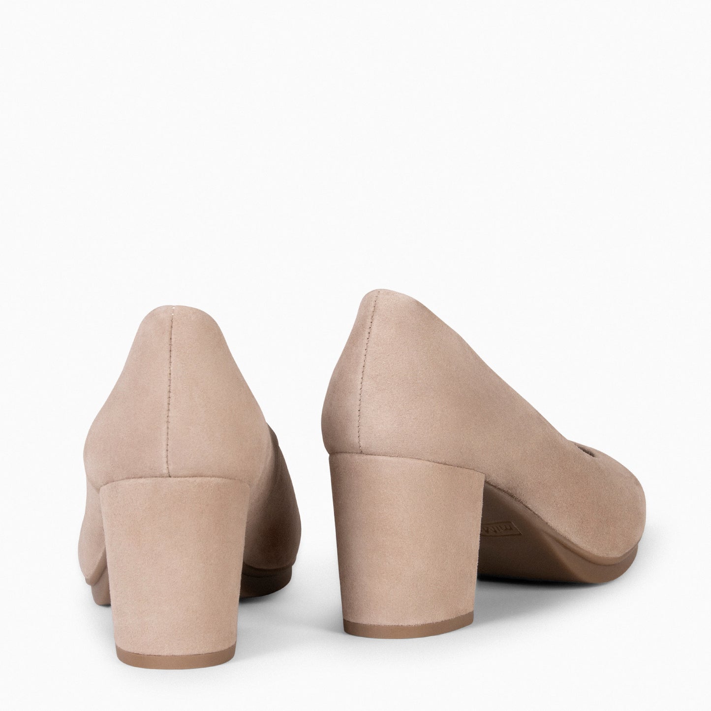 URBAN S – Zapatos de tacón medio de ante NUDE