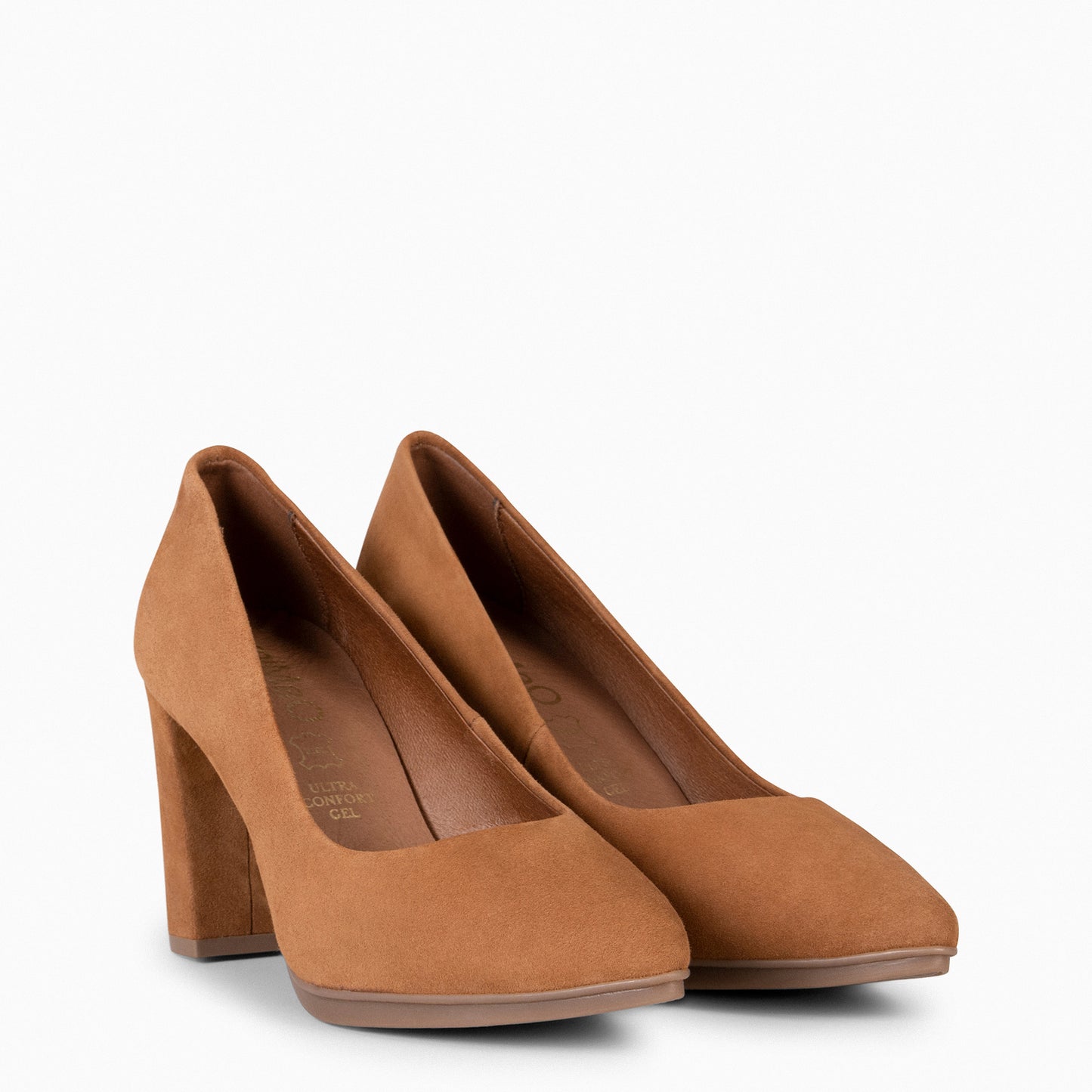 URBAN – Zapatos de tacón alto de ante CAMEL