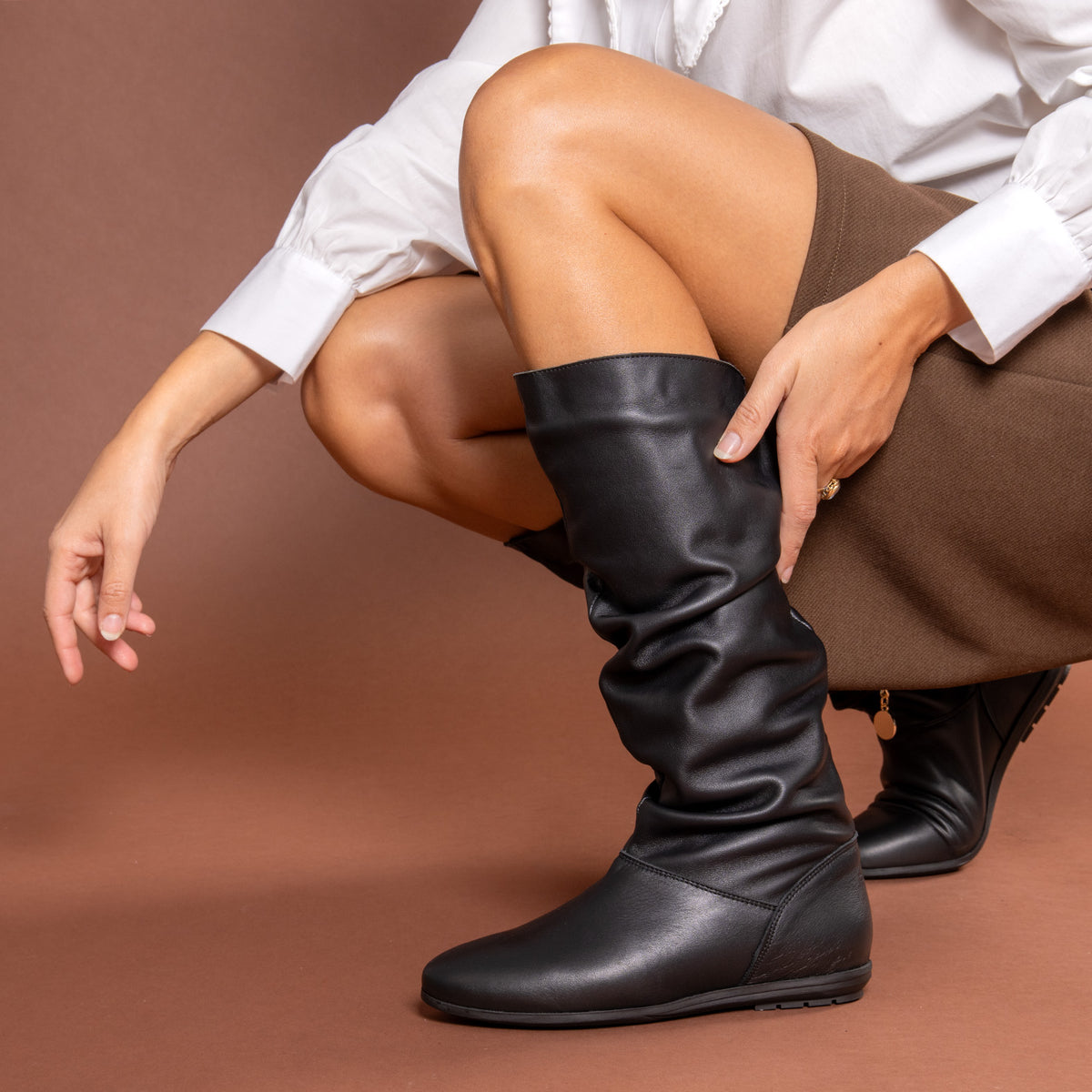 FIONA - Botas arrugadas de NAPA NEGRO