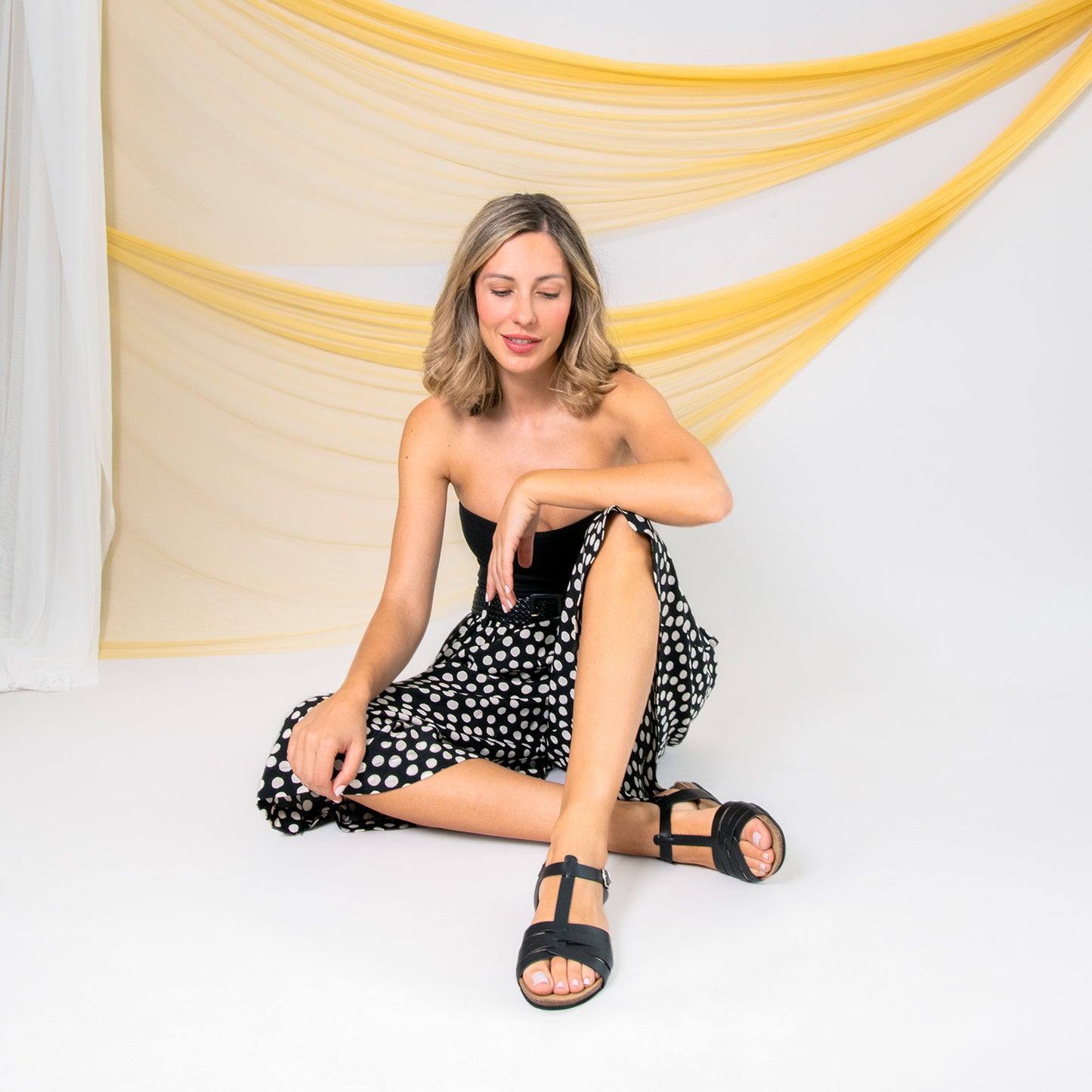 DITA - Sandalias BIO de tiras NEGRO