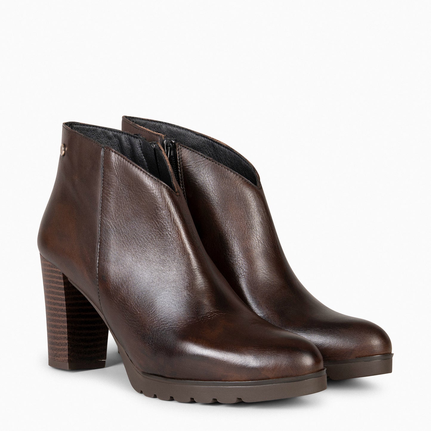 CLASSIC - Botines de mujer con tacón MARRON