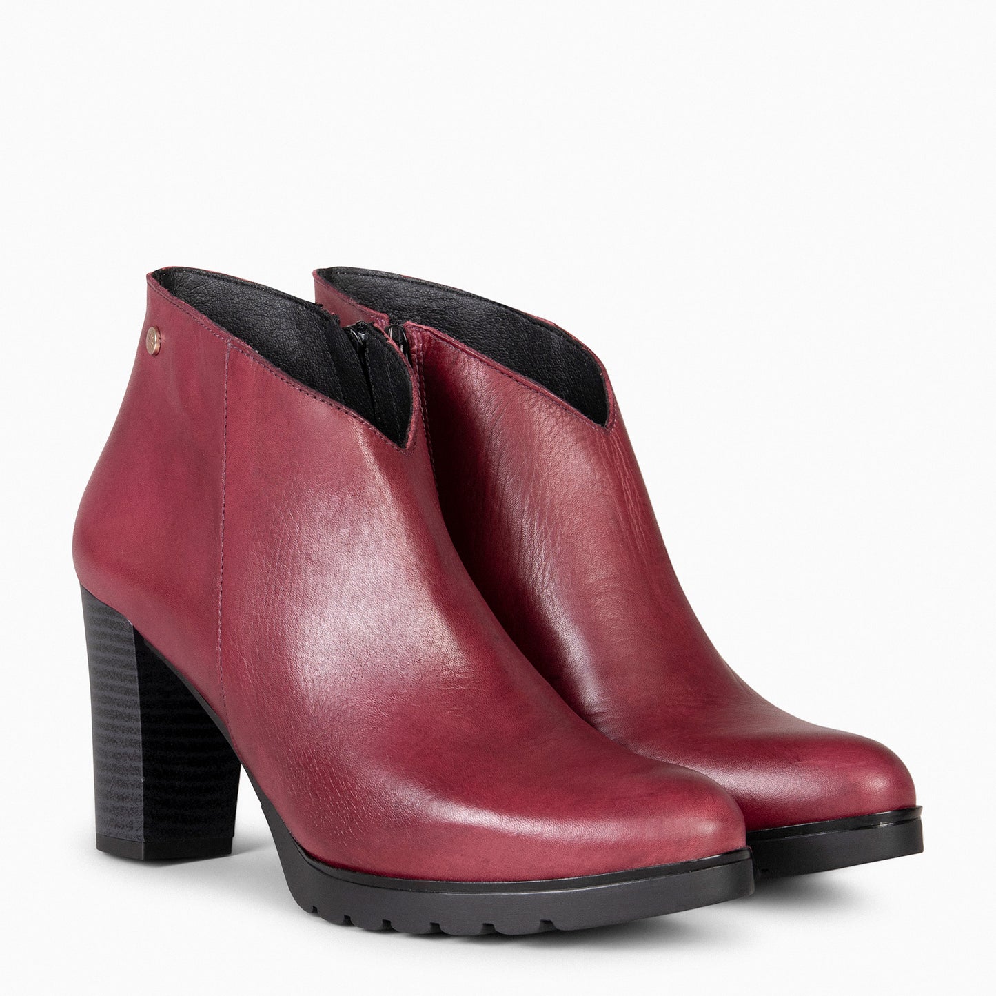 CLASSIC - Botins femininos com salto BORGONHA