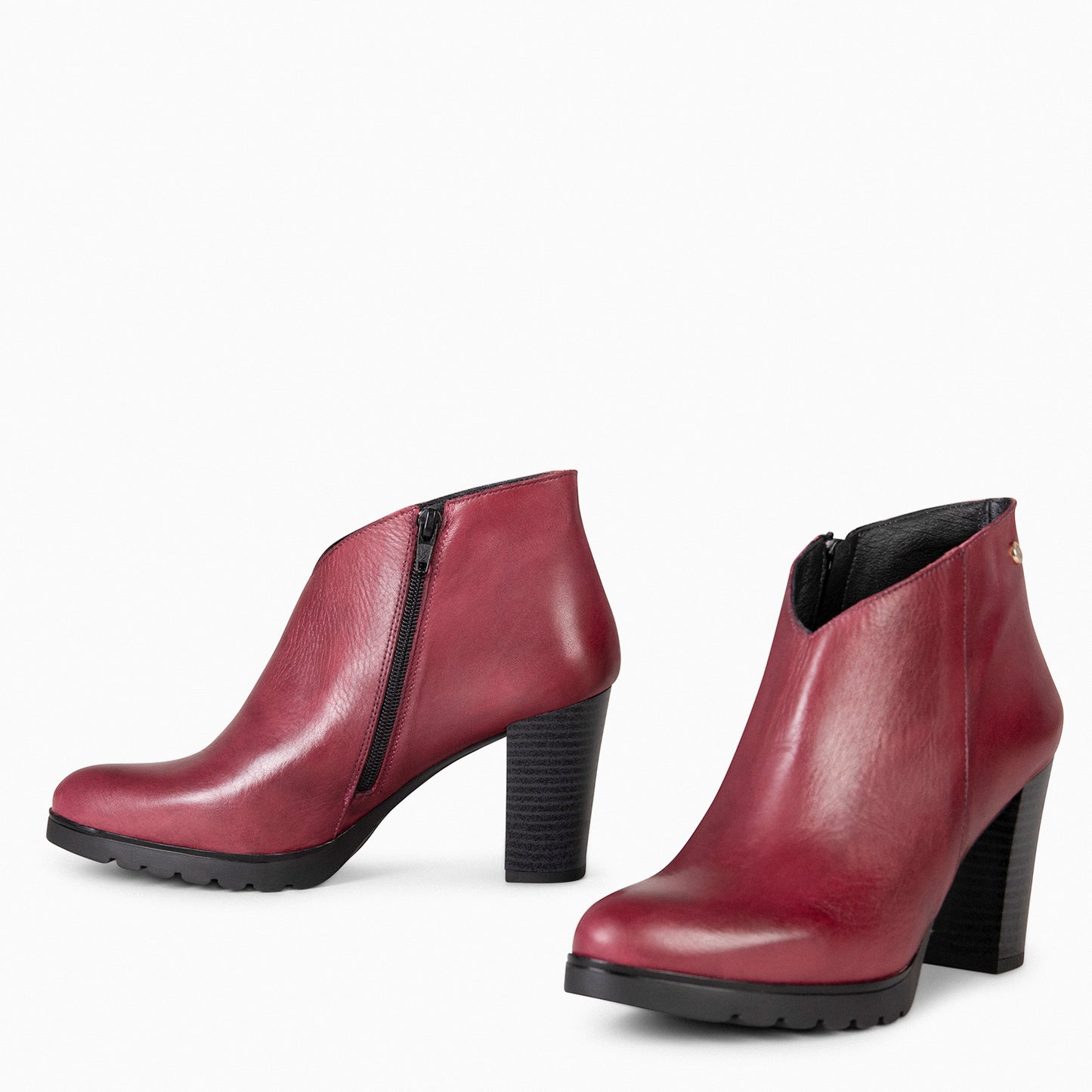 CLASSIC - Botins femininos com salto BORGONHA