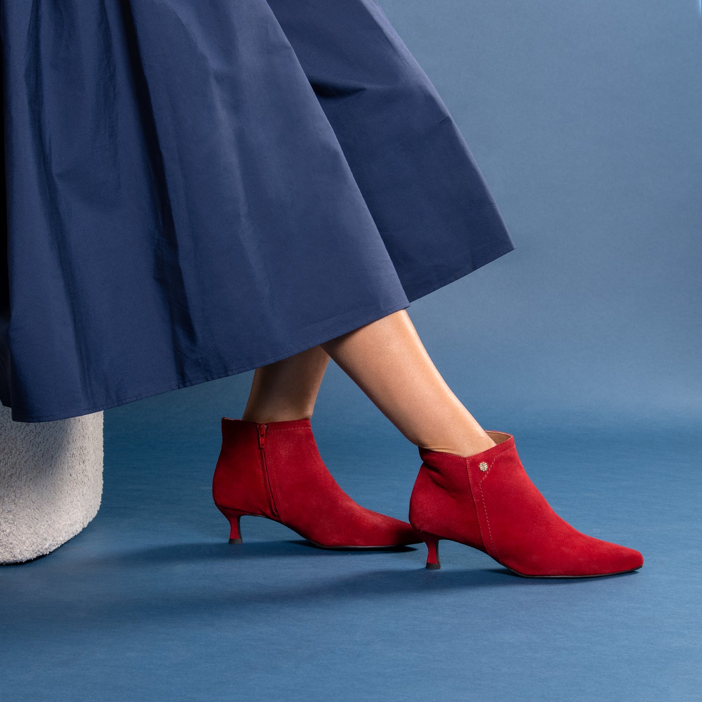 LORD– Botines tacón bajo ROJO