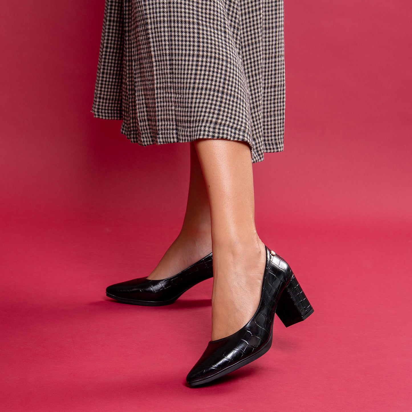 URBAN SAUVAGE - Zapatos de tacón alto con textura napa grabada en coco NEGRO