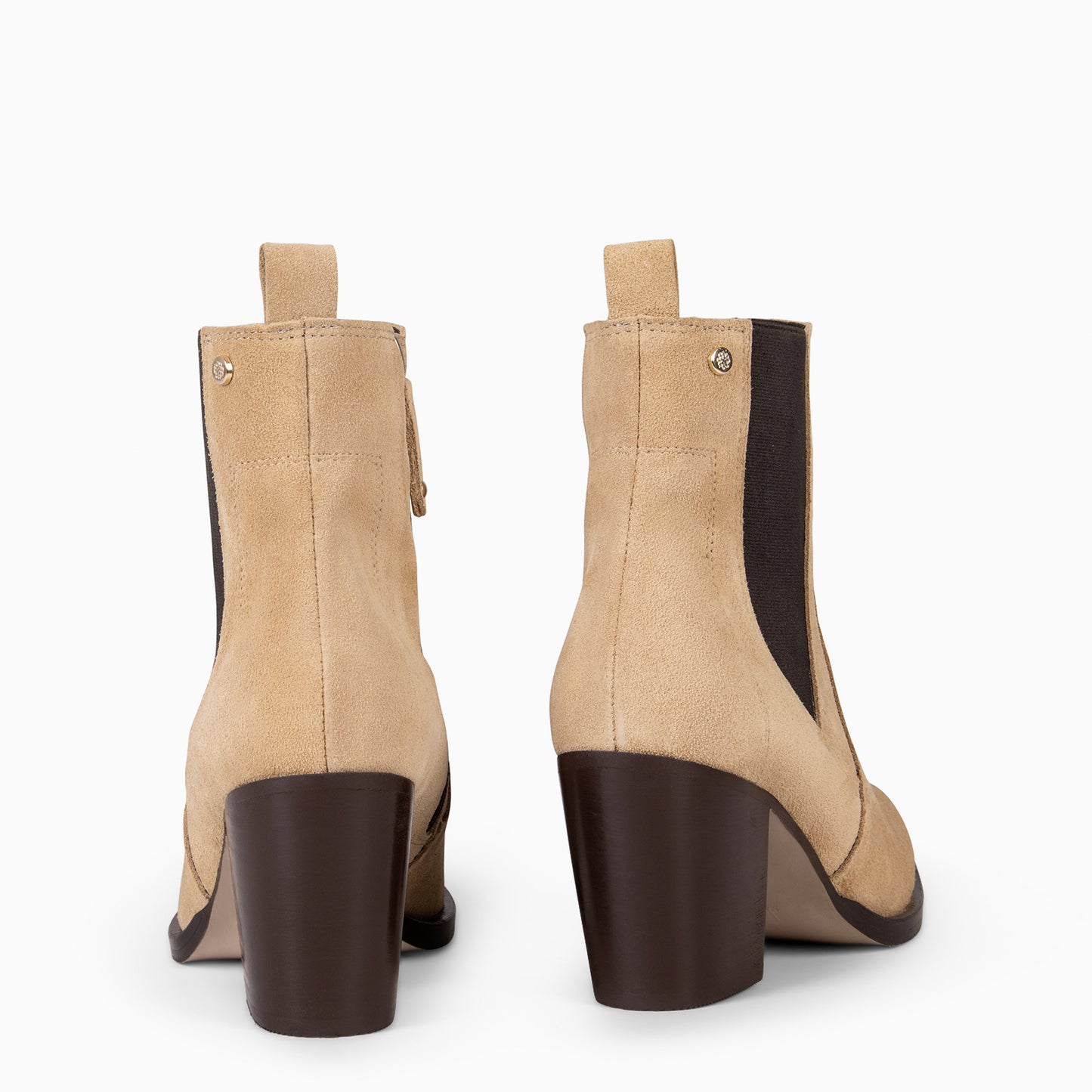 AMBER – Botines de tacón ancho BEIGE